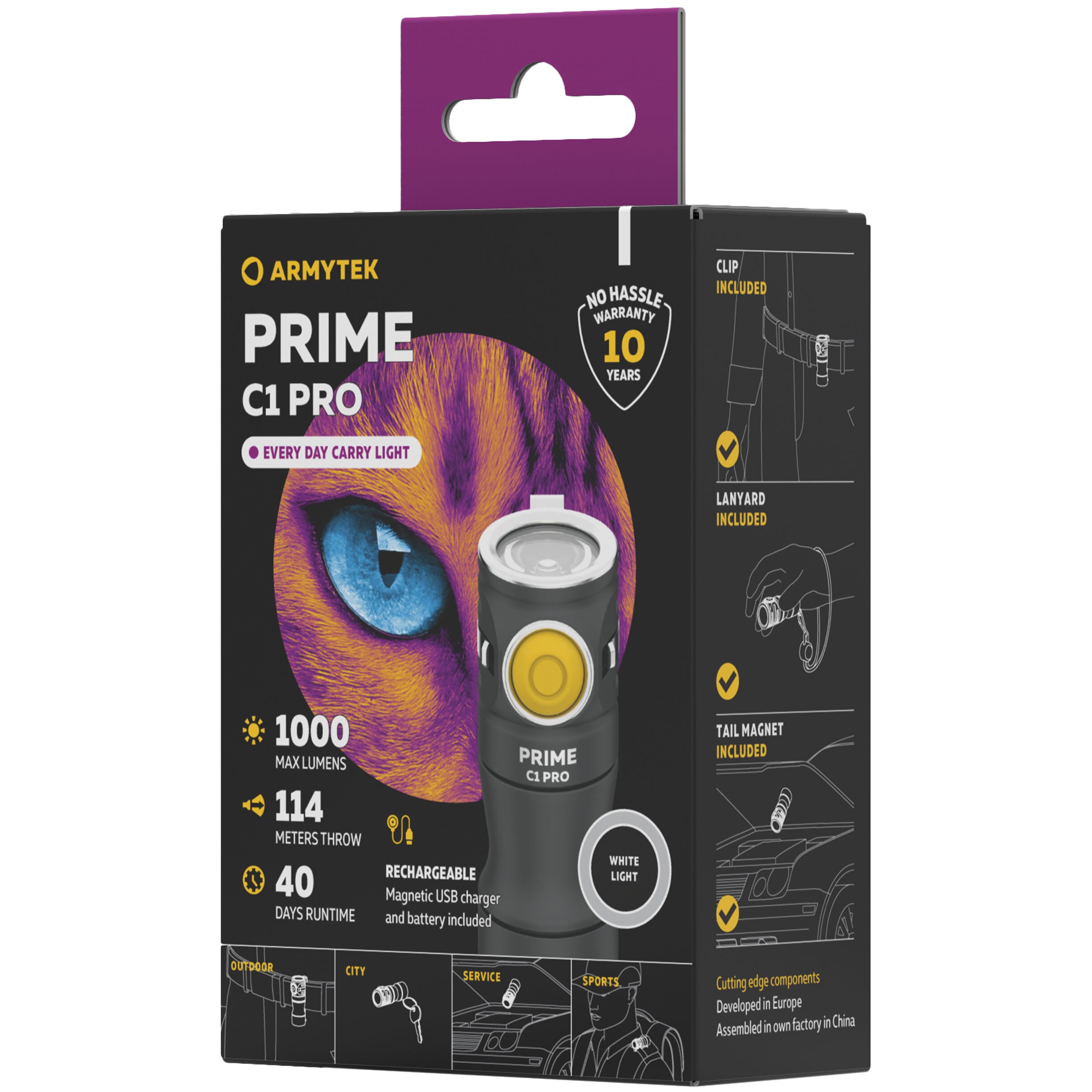 Latarka Armytek Prime C1 Pro Magnet USB White - 1000 lumenów