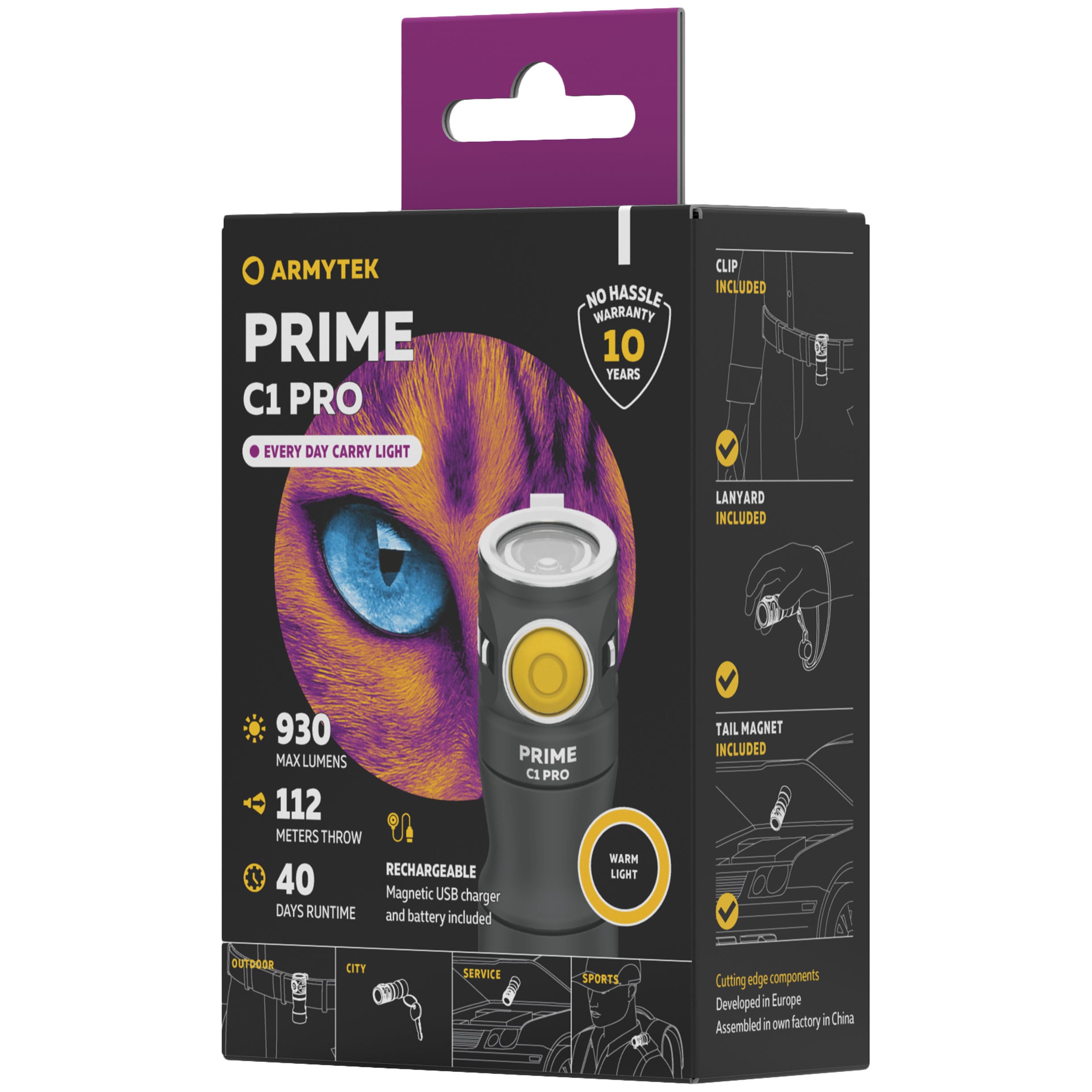 Latarka Armytek Prime C1 Pro Magnet USB Warm - 930 lumenów