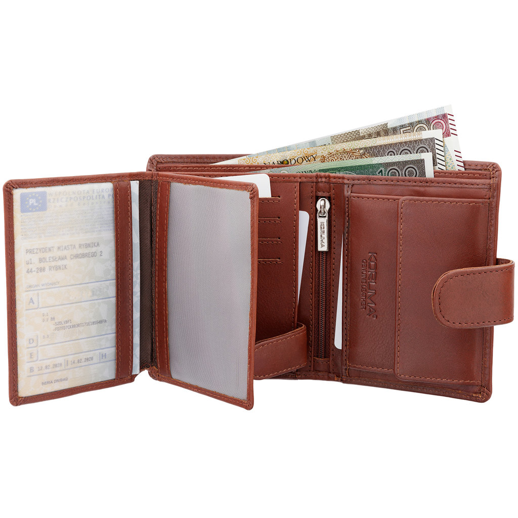 Portfel Koruma Smart RFID Block na karty i monety - Brown
