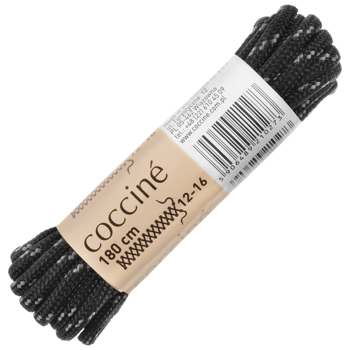 Трекінгові шнурки Coccine 180 см - чорний/сірий