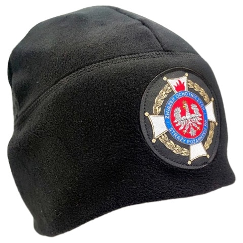 Czapka polarowa Ochotniczej Straży Pożarnej z emblematem - Czarna
