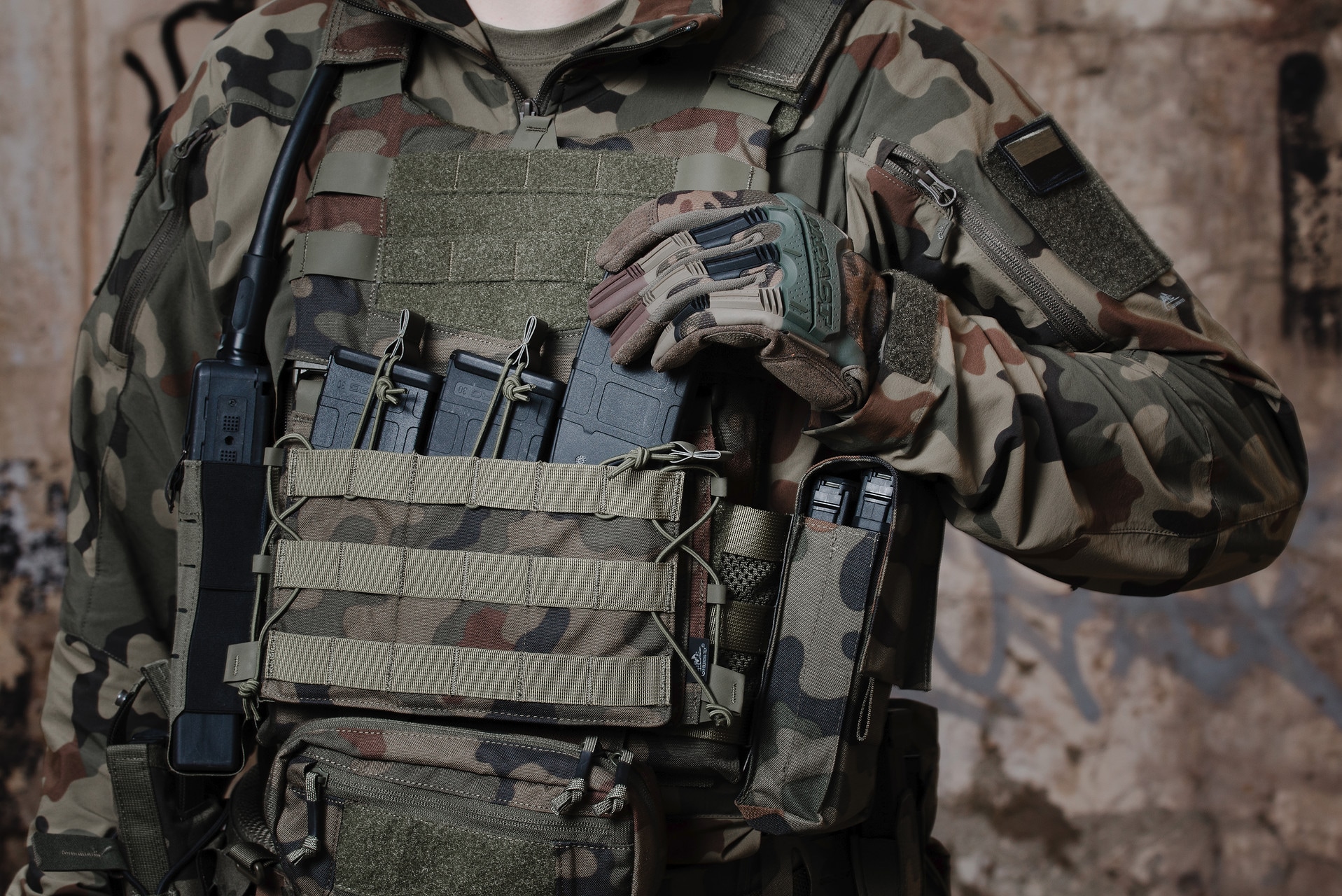 Modułowa kamizelka taktyczna Helikon Guardian Military Set PL Woodland - na płyty L