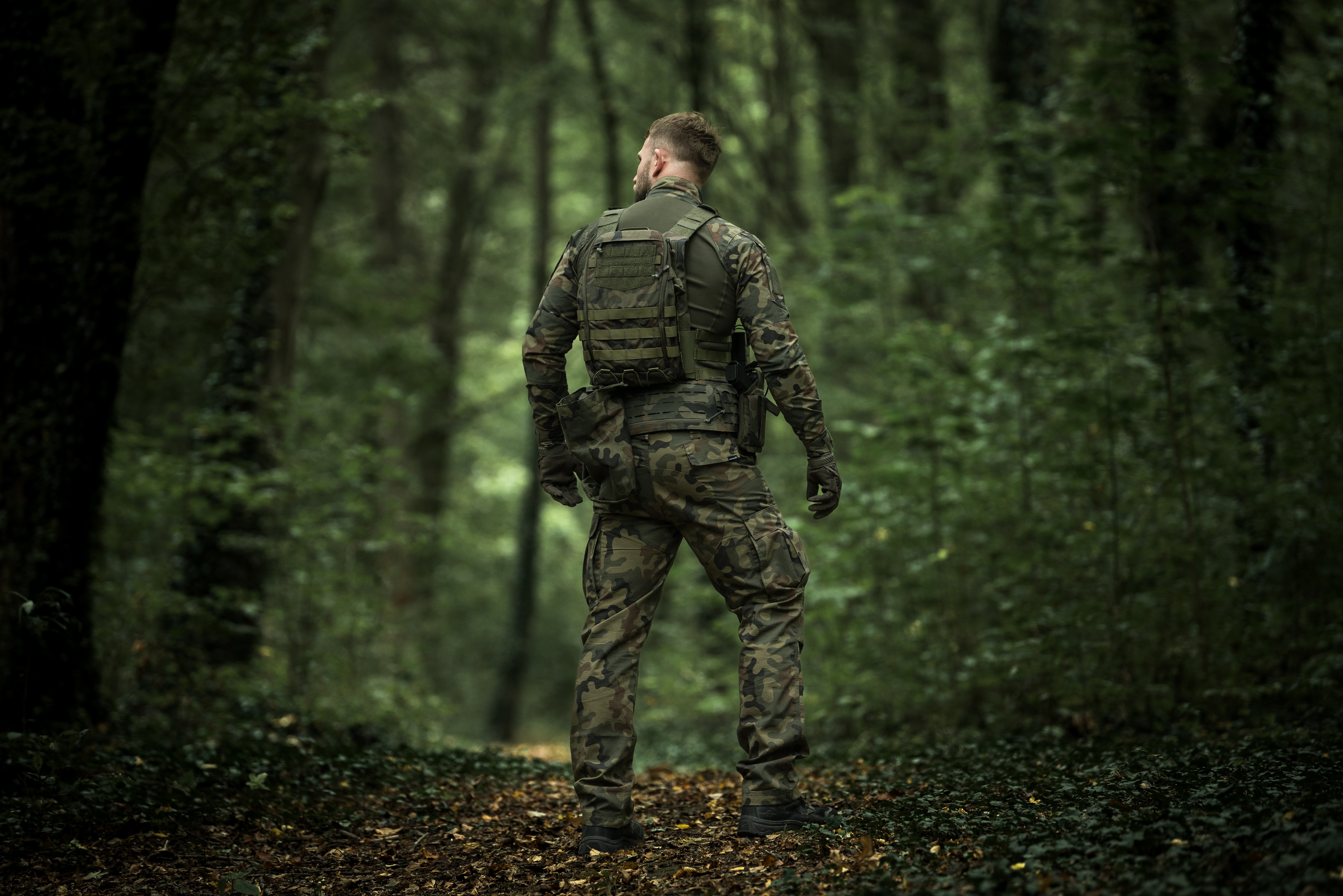 Modułowa kamizelka taktyczna Helikon Guardian Military Set PL Woodland - na płyty M