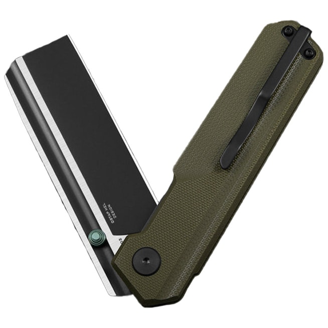 Bestech Knives Tardis by Ostap Hel Folding Knife - Two-Tone/OD Green