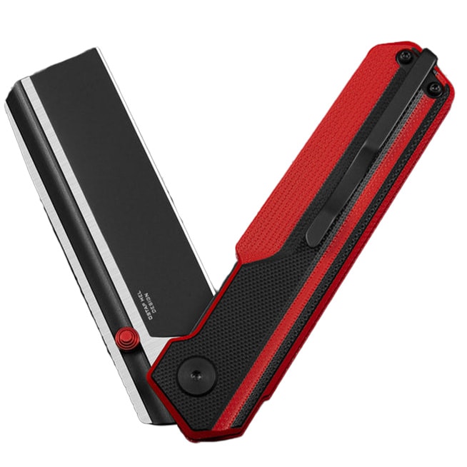 Bestech Knives Tardis by Ostap Hel Folding Knife - Two-Tone/Black Red