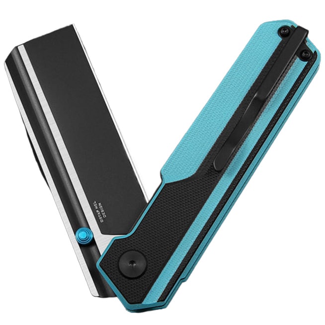 Bestech Knives Tardis by Ostap Hel Folding Knife - Two-Tone/Black Sky Blue