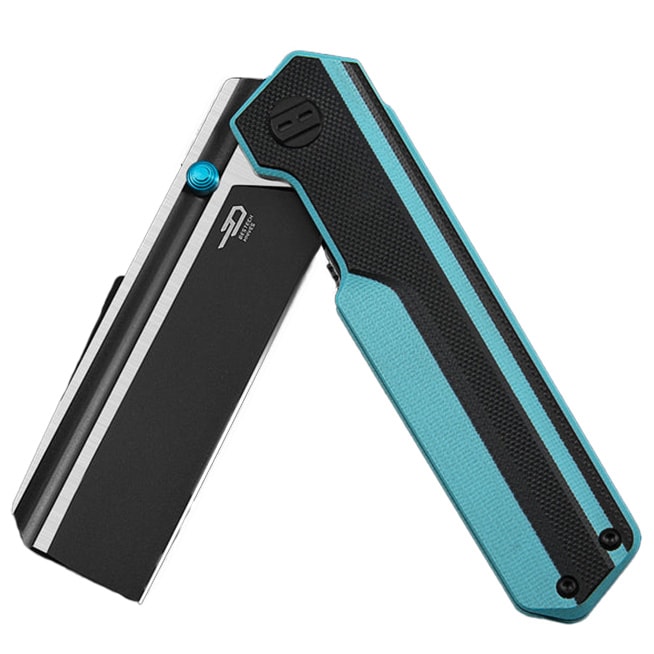 Bestech Knives Tardis by Ostap Hel Folding Knife - Two-Tone/Black Sky Blue