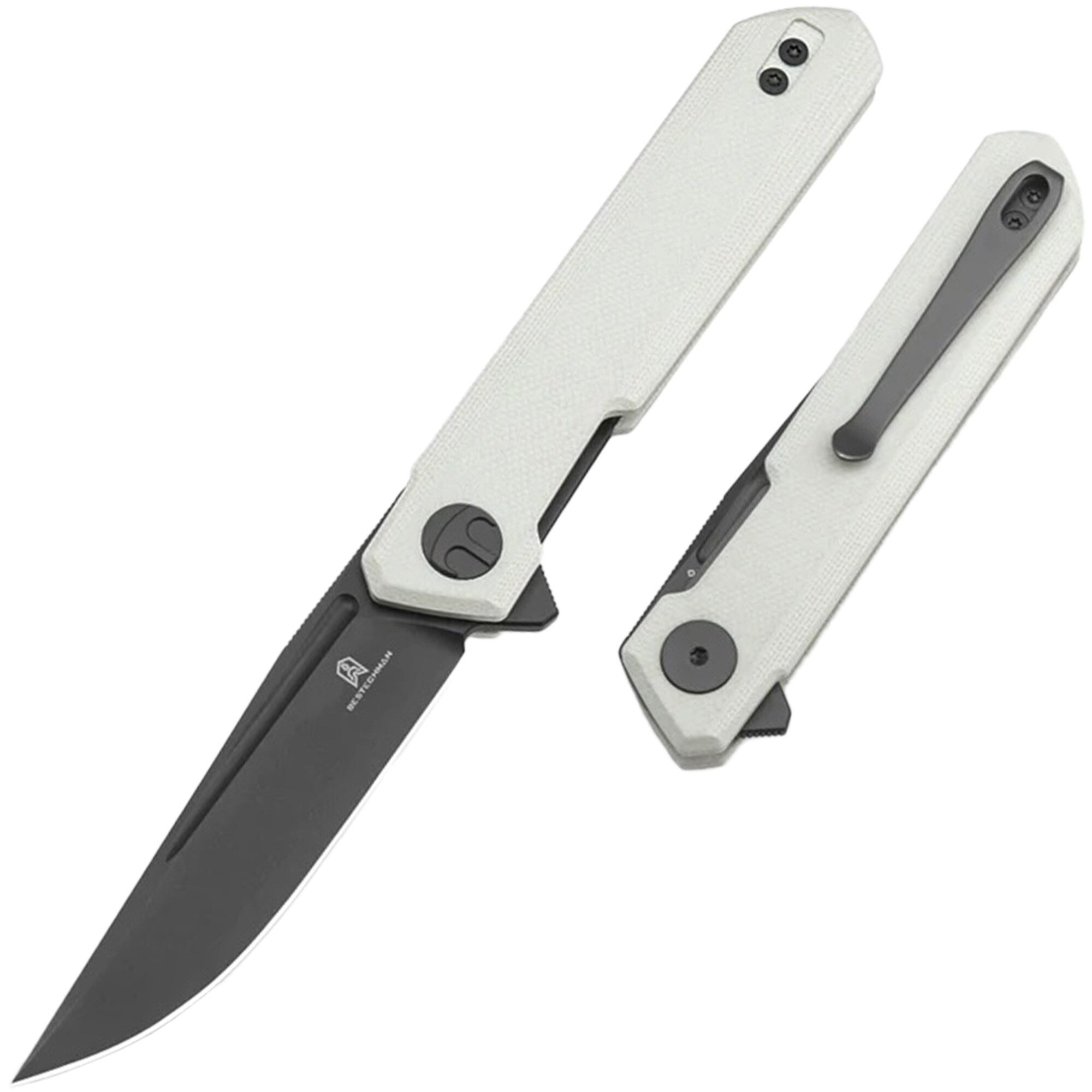 Bestechman Mini Dundee folding knife - White/Black DLC