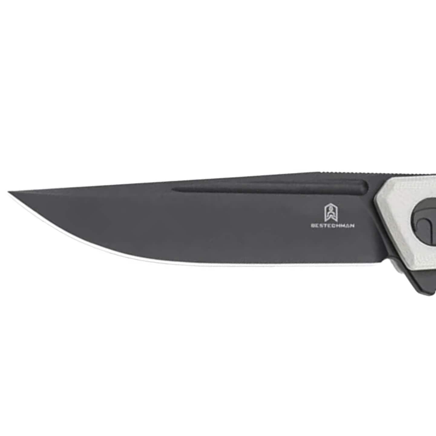 Bestechman Mini Dundee folding knife - White/Black DLC