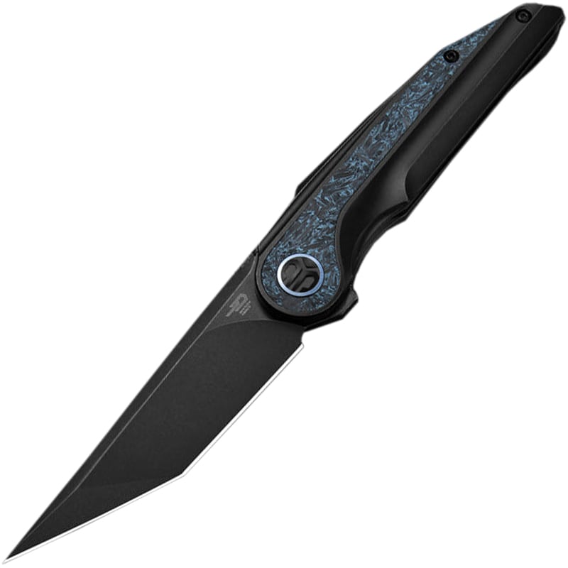 Складаний ніж Bestech Knives Blind Fury - Black Stonewash/Black Titanium Sky Blue Marble Carbon Fiber
