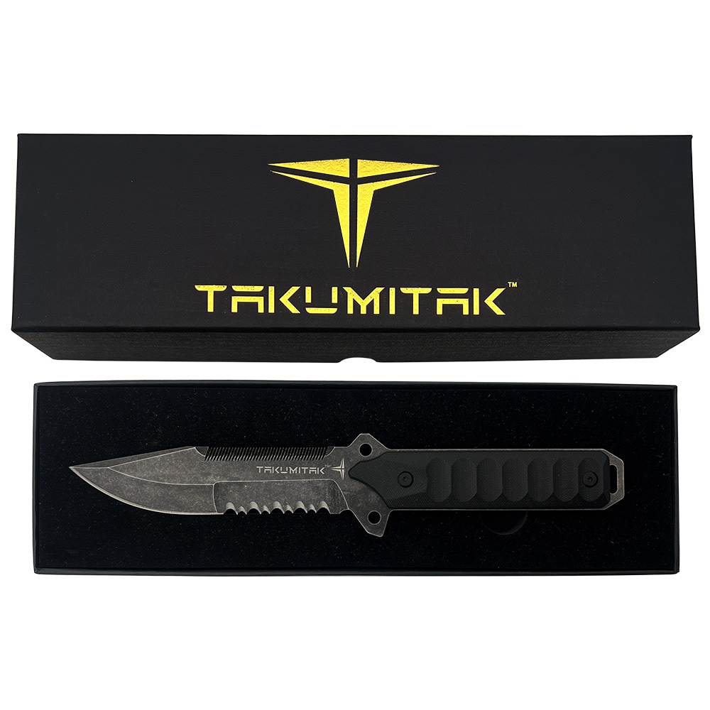Takumitak Escort Fixed Blade Knife - Black Stonewash