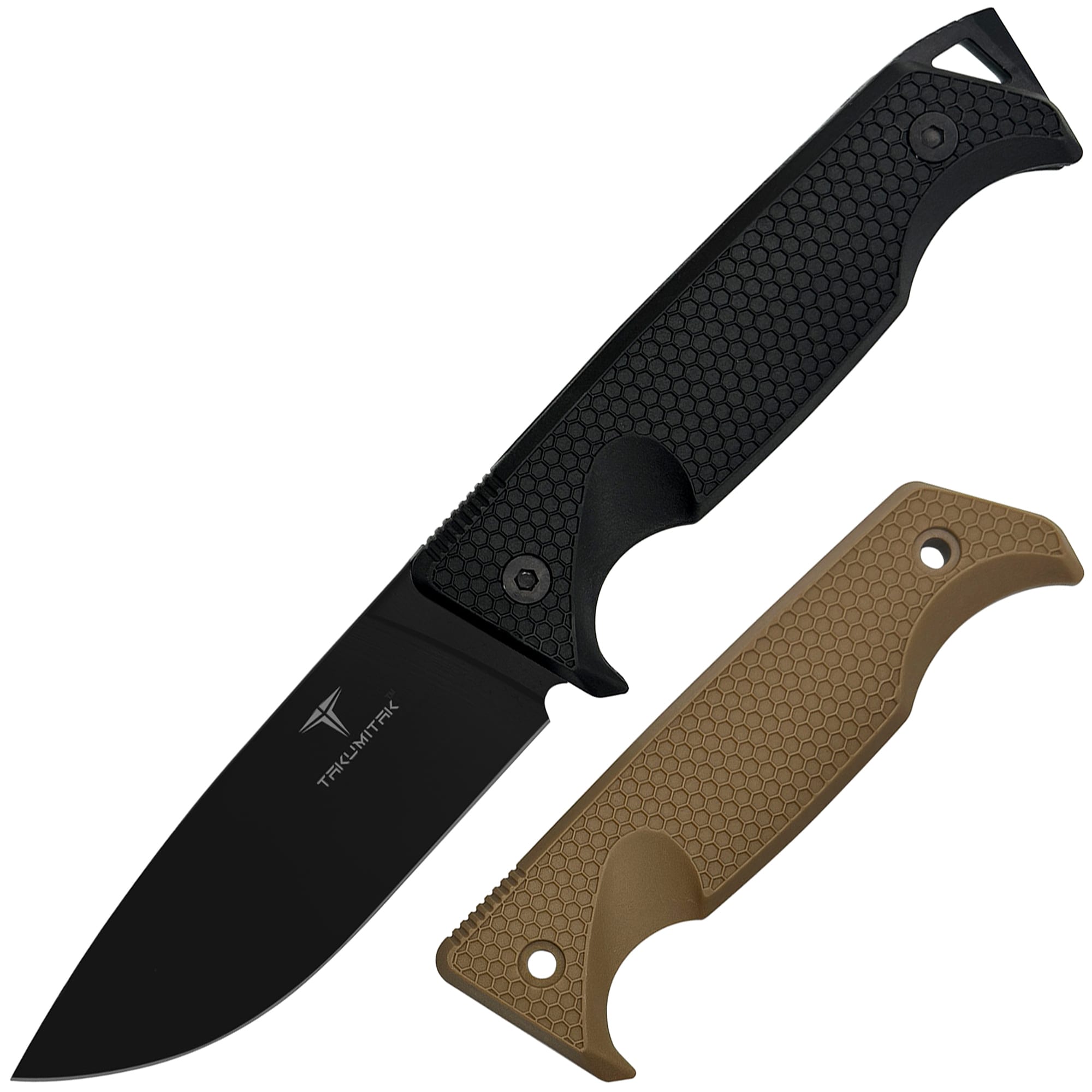 Takumitak Easy Night Knife Fixed Blade Knife - Black/Coyote Brown