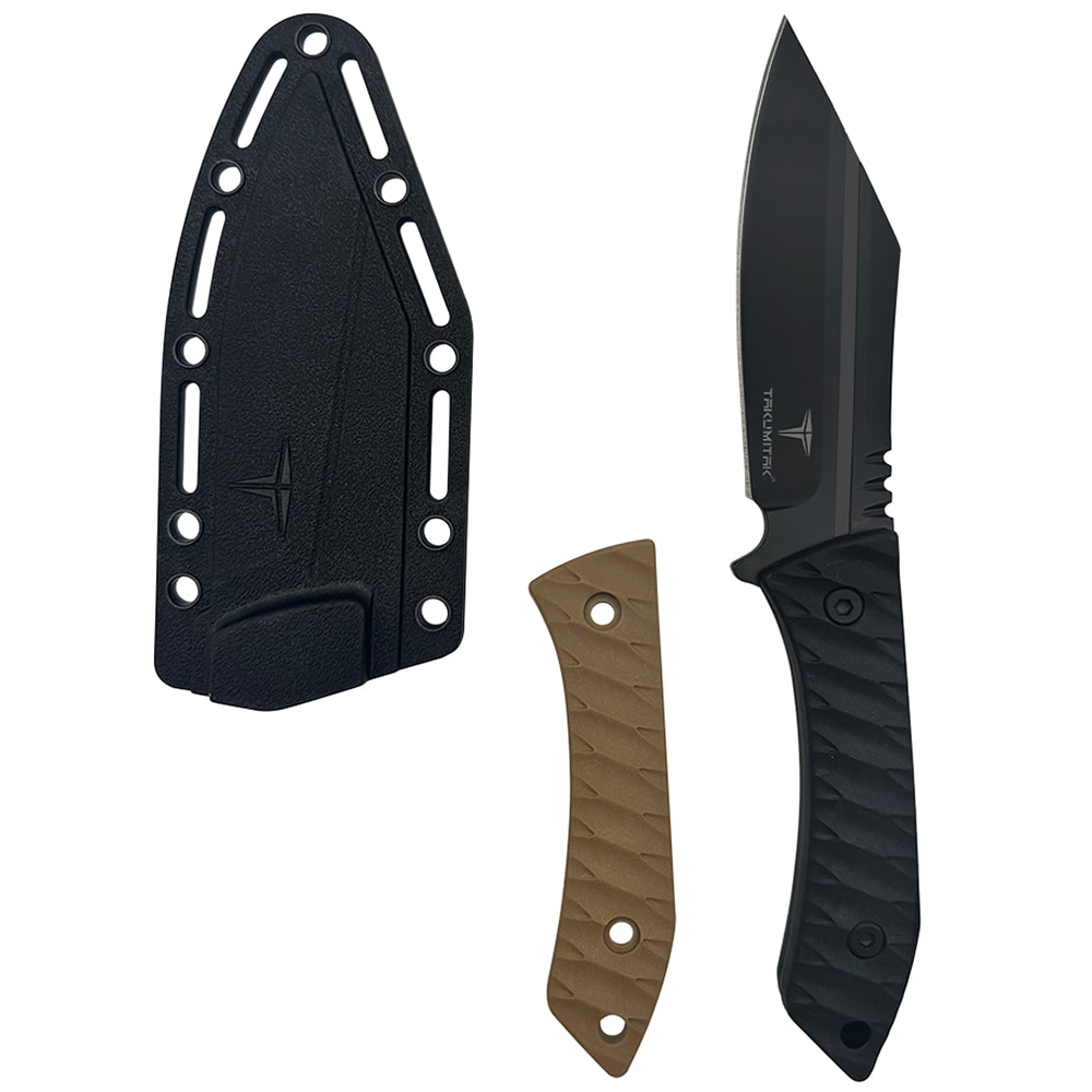 Takumitak Asym Fixed Blade Knife - Black/Coyote Brown