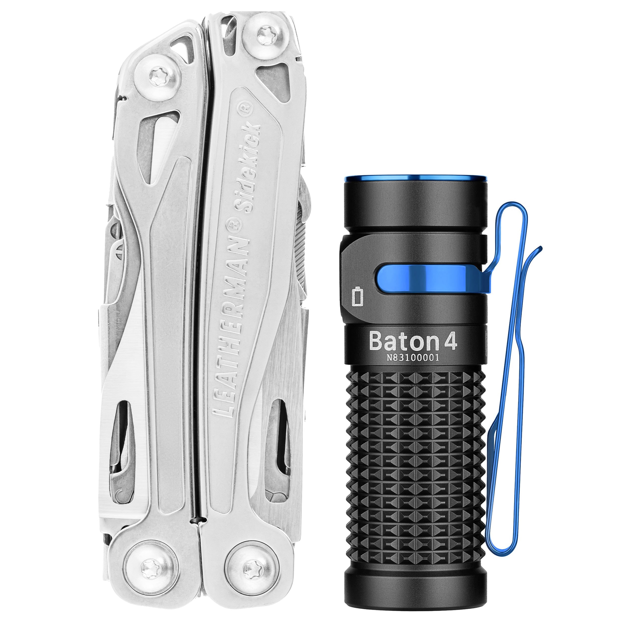 Multitool Leatherman Sidekick + latarka Olight Baton 4 - zestaw