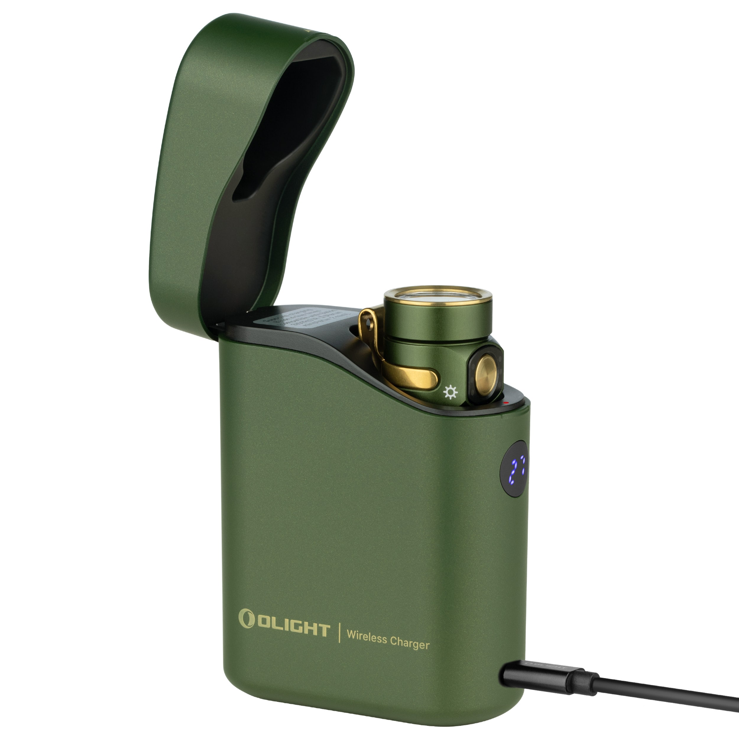 Ліхтарик Olight Baton 4 Premium Edition OD Green - 1300 люменів з безпровідним зарядним футляром
