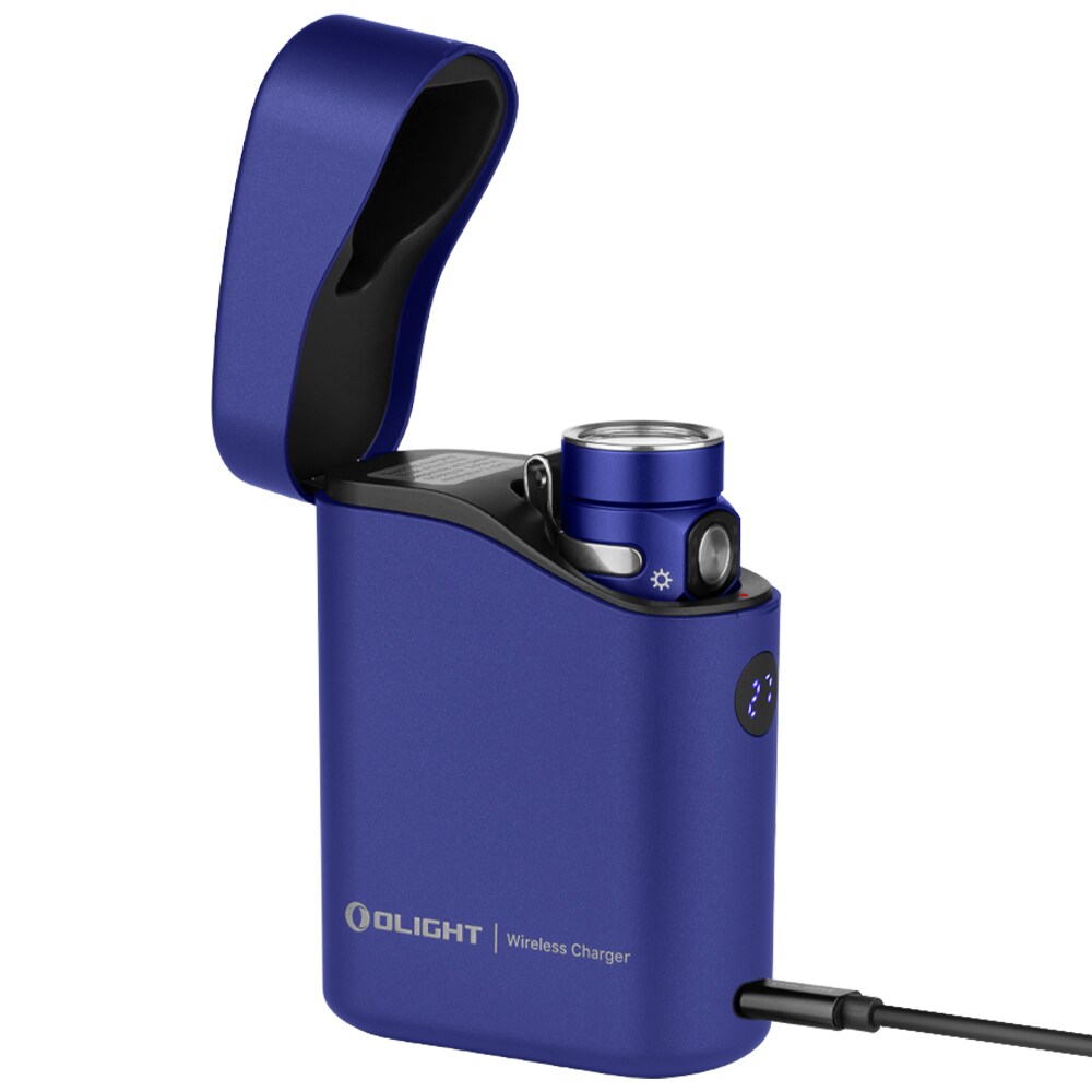 Latarka Olight Baton 4 Premium Edition Regal Blue z bezprzewodowym etui ładującym - 1300 lumenów