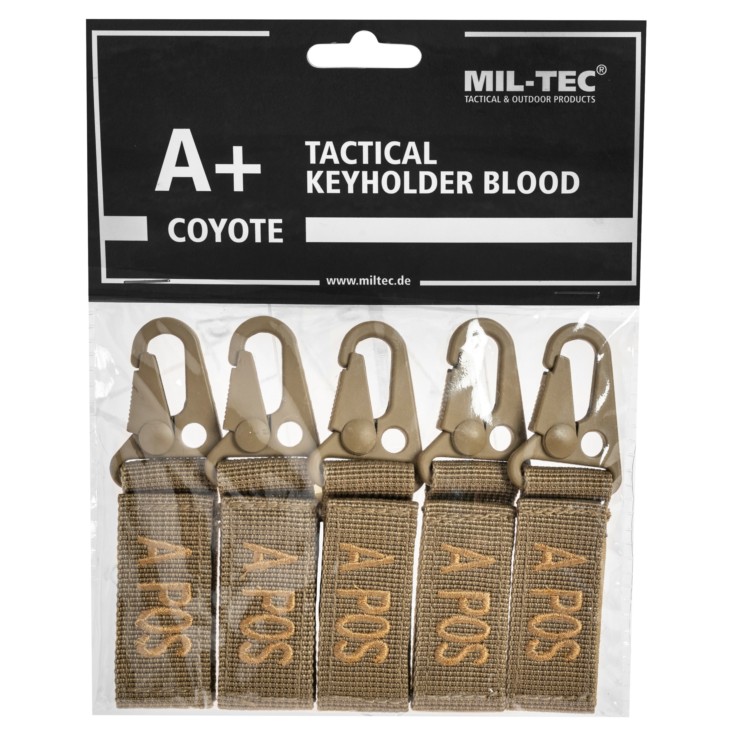 Брелок Mil-Tec група крові A+ Coyote - 5 шт.