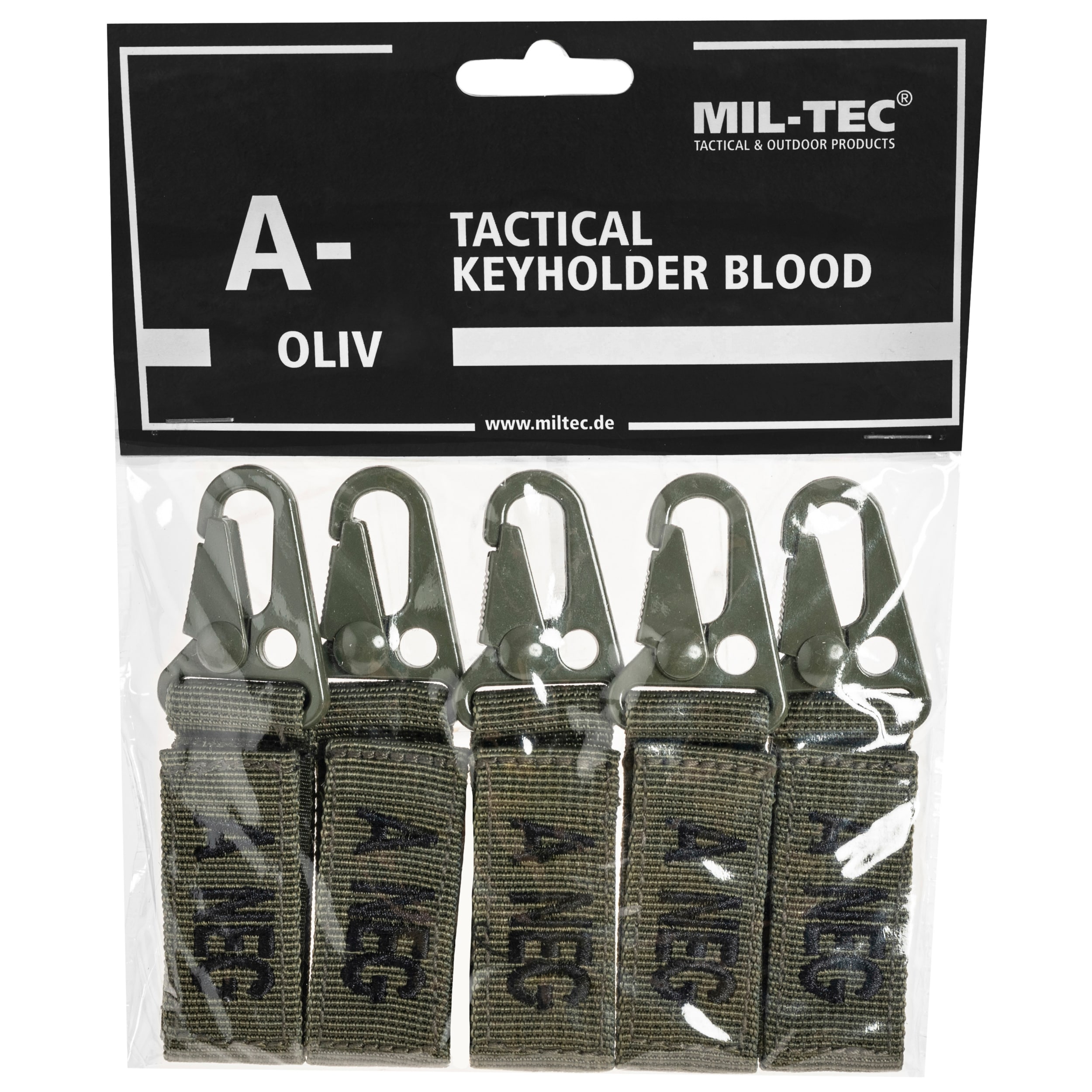 Brelok Mil-Tec grupa krwi A- Olive - 5 szt.