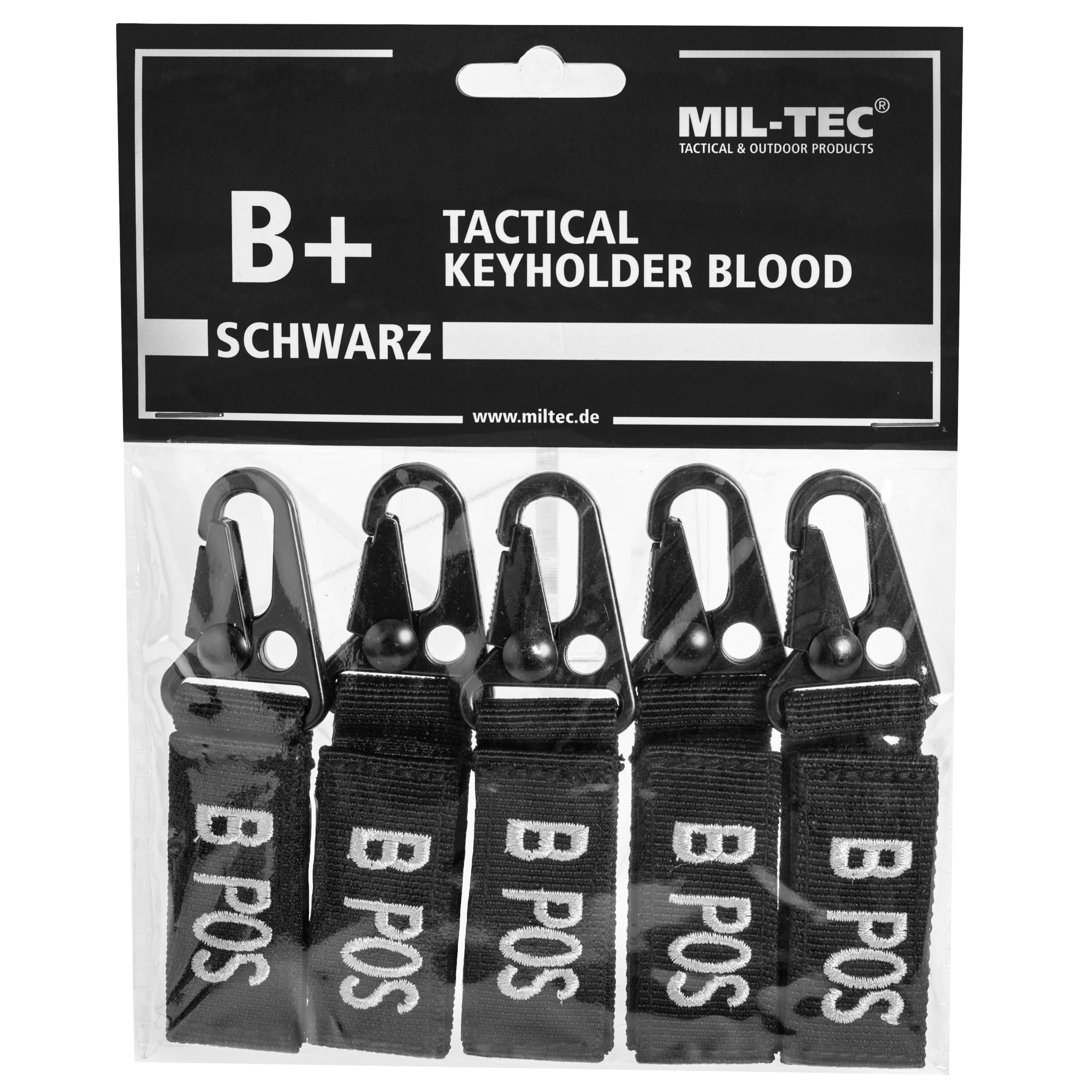 Brelok Mil-Tec grupa krwi B+ Black - 5 szt.