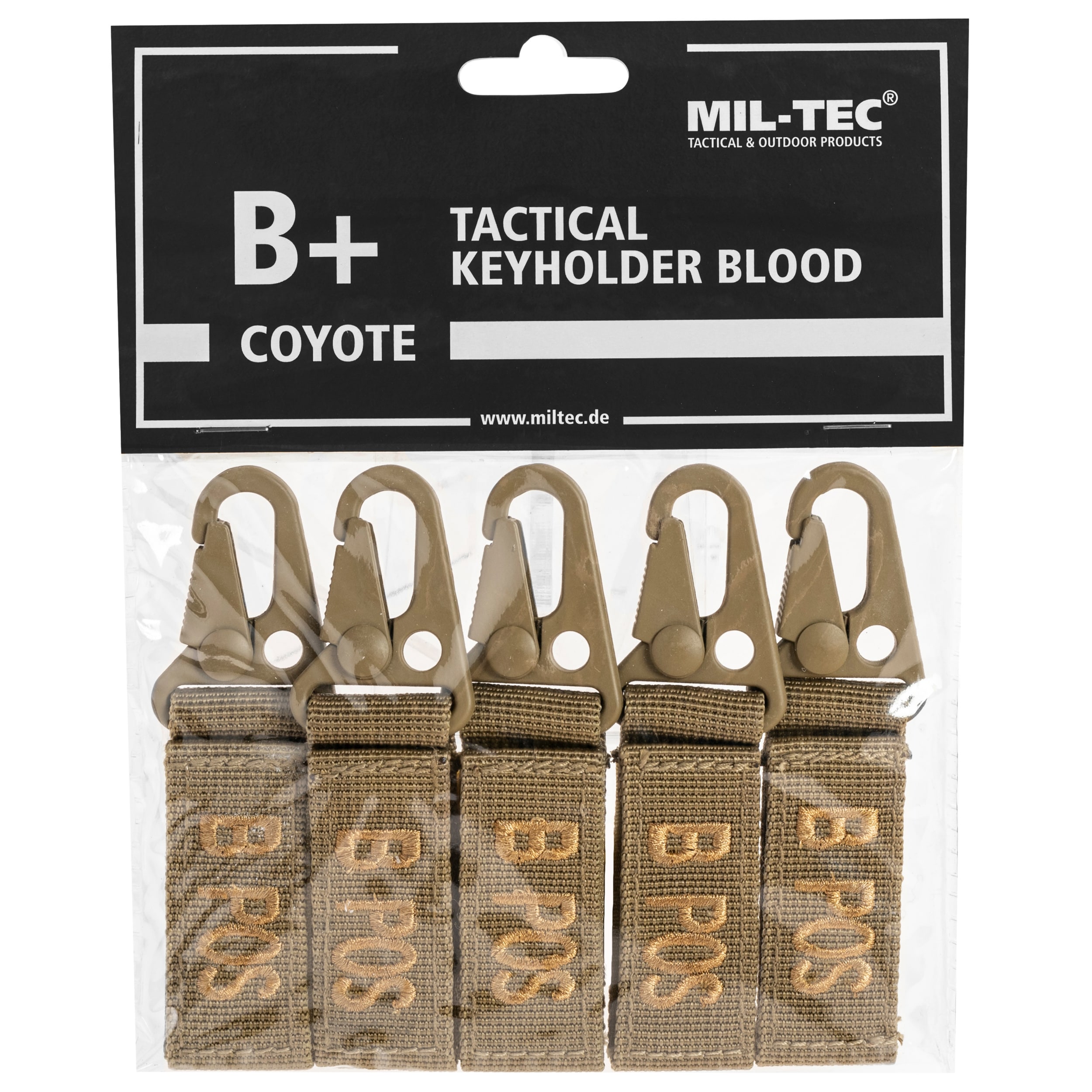 Брелок Mil-Tec група крові B+ Coyote - 5 шт.