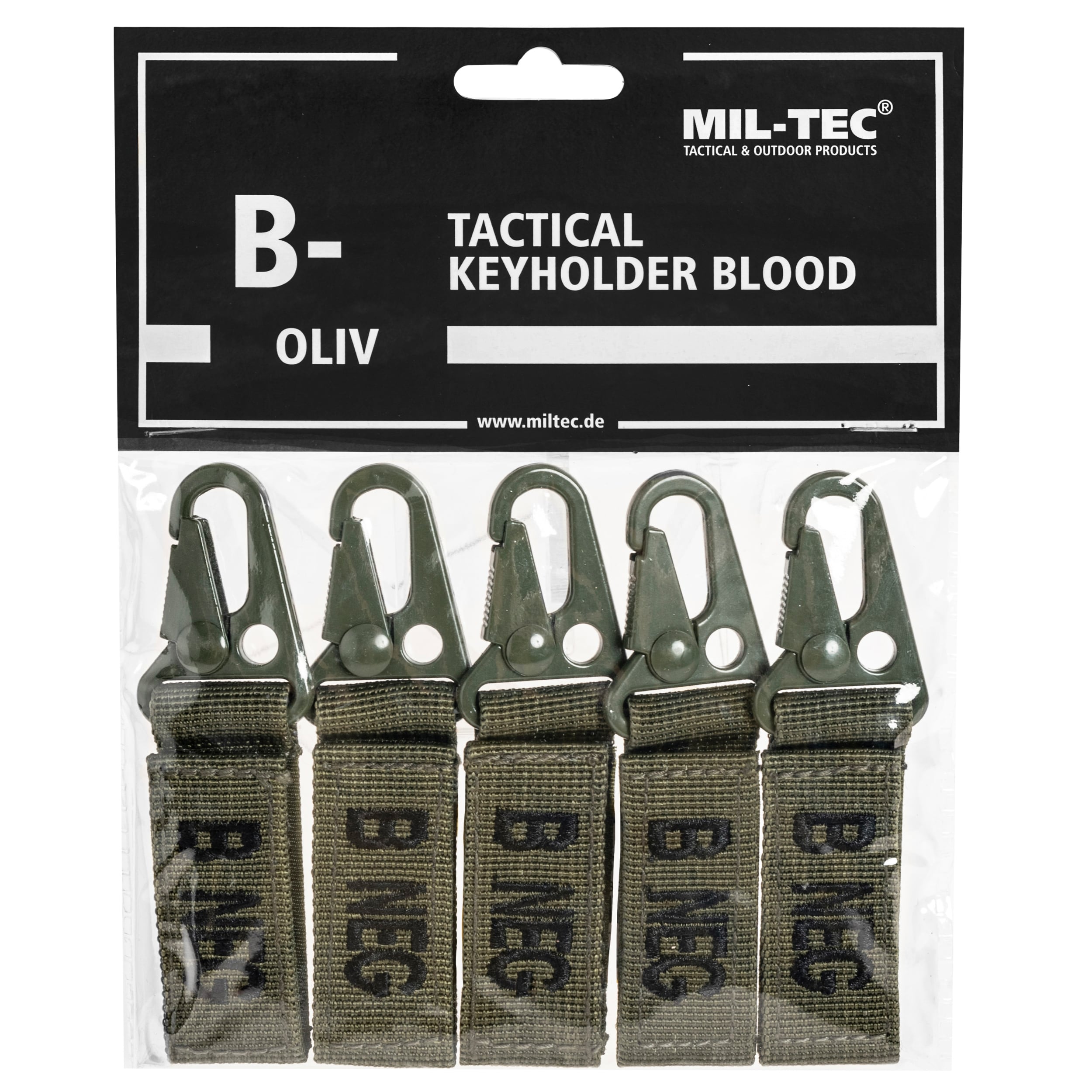 Brelok Mil-Tec grupa krwi B- Olive - 5 szt.