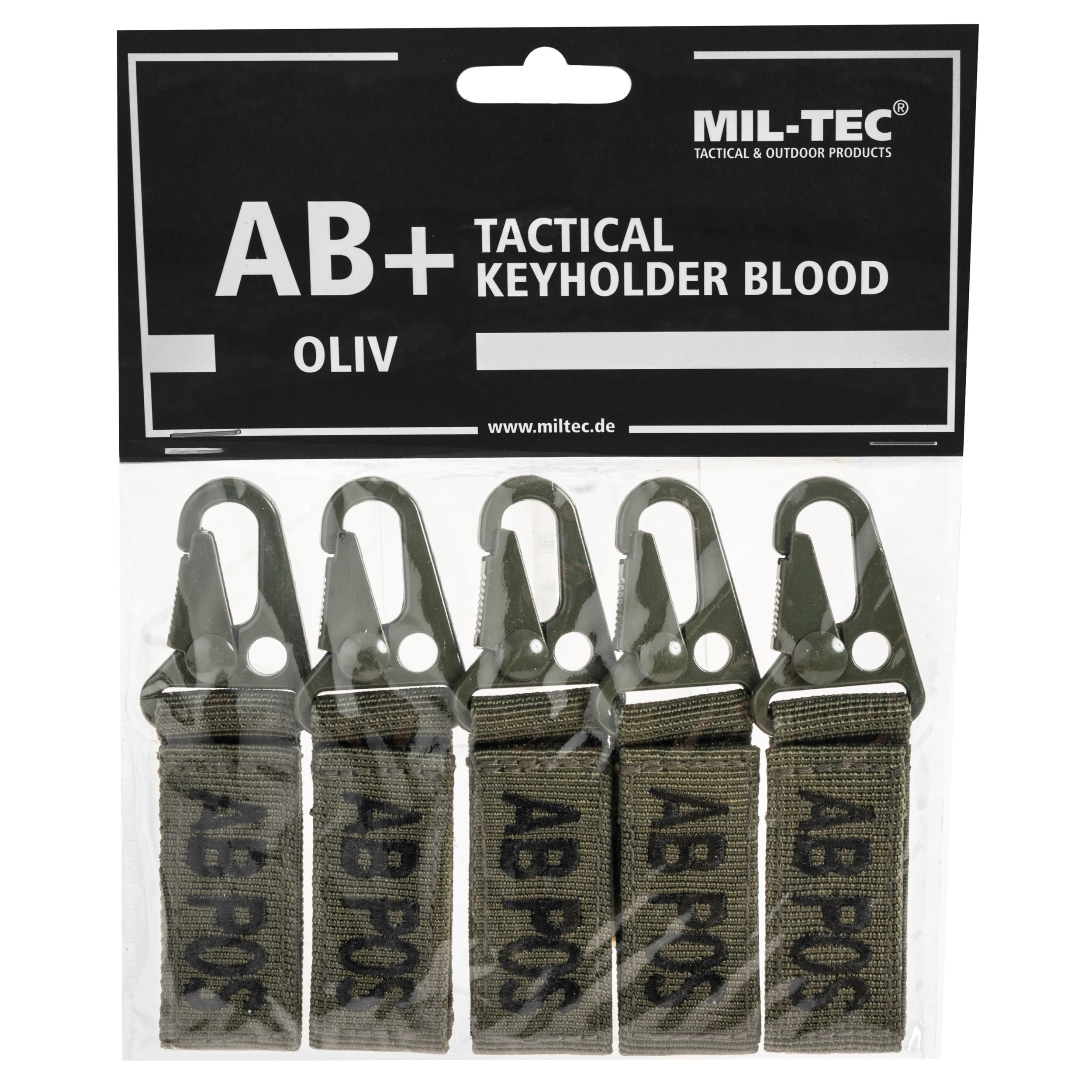Brelok Mil-Tec grupa krwi AB+ Olive - 5 szt.
