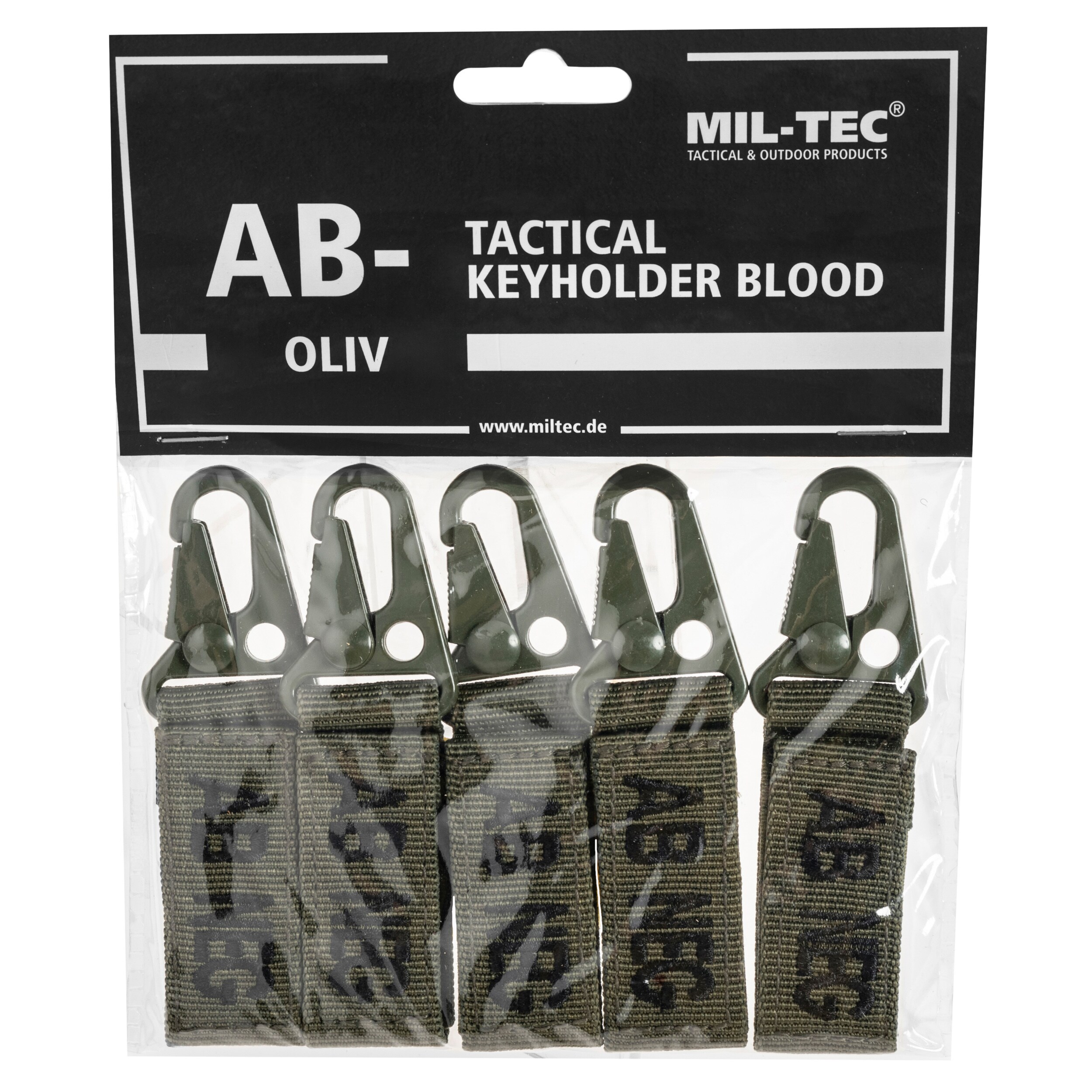 Brelok Mil-Tec grupa krwi AB- Olive - 5 szt.