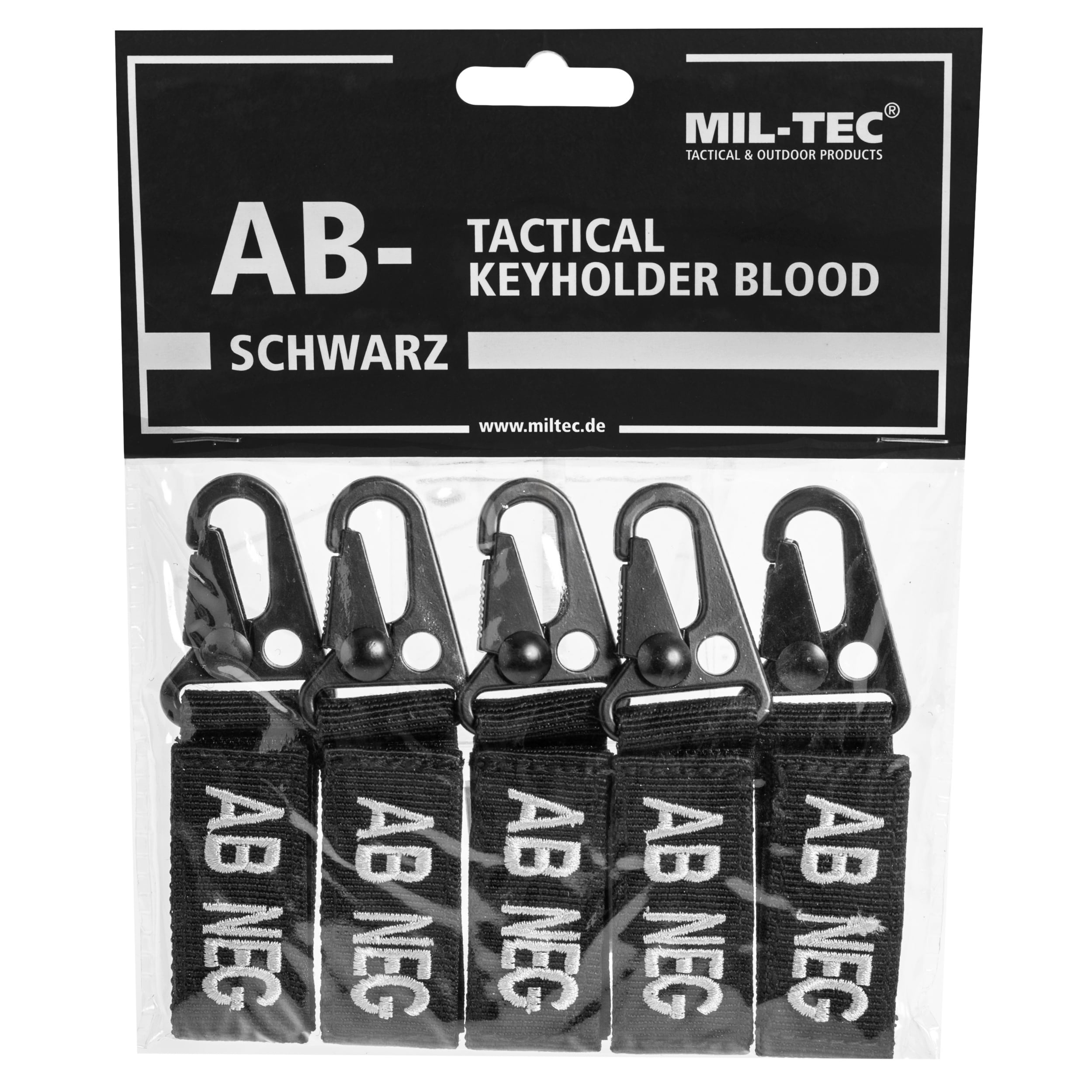 Brelok Mil-Tec grupa krwi AB- Black - 5 szt.