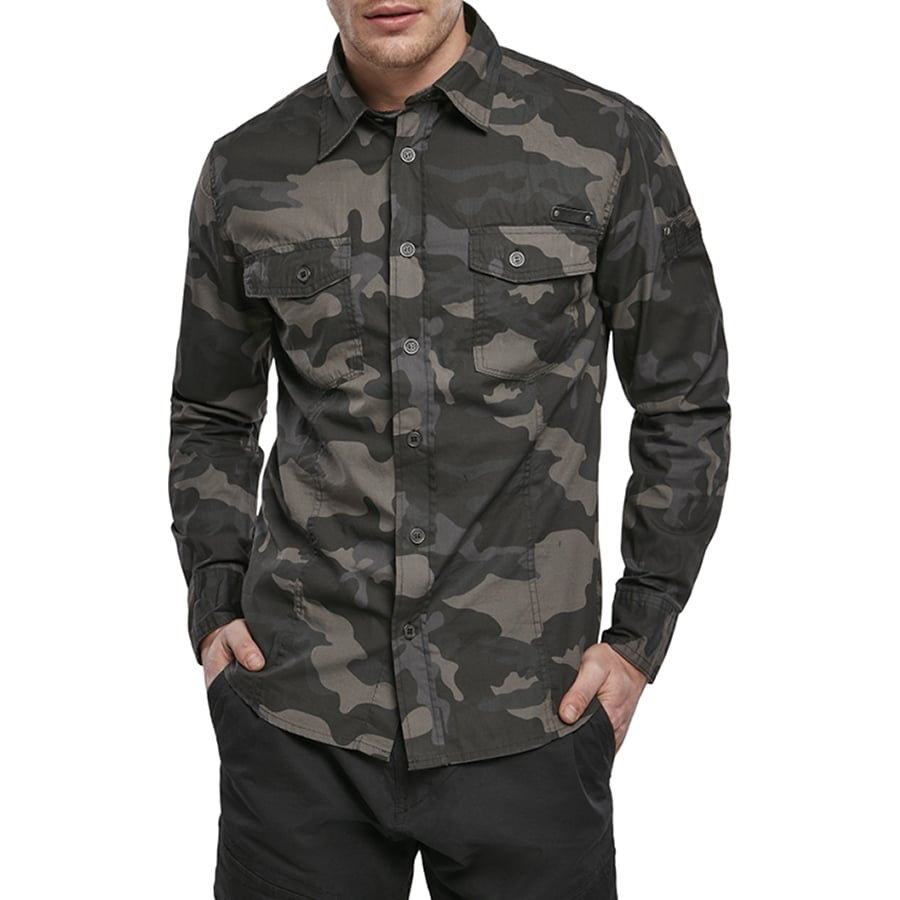 Сорочка Brandit Slim Fit Long Sleeve - Dark Camo