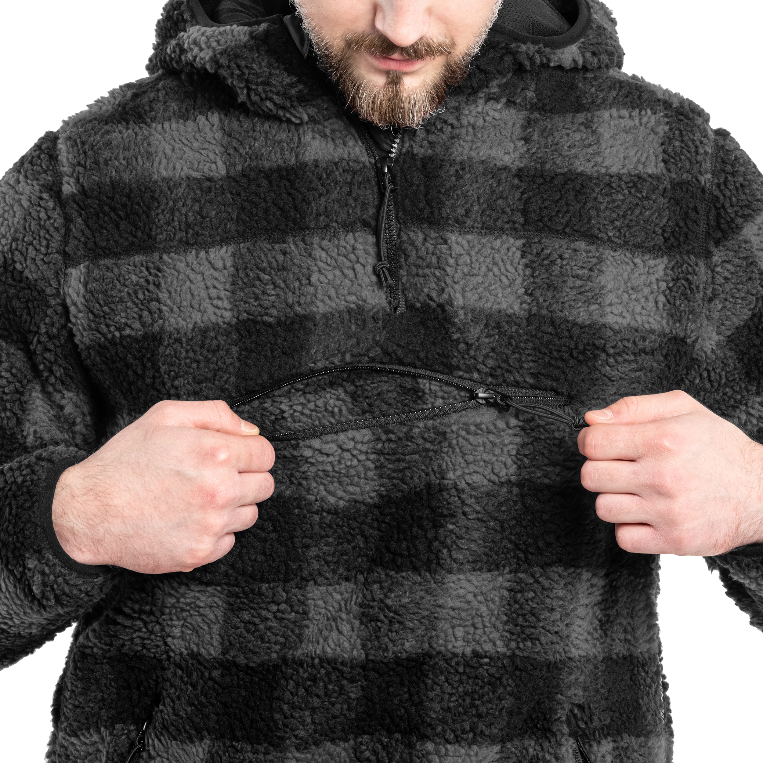 Флісова кофта Brandit Teddyfleece Worker Pullover - Black/Grey