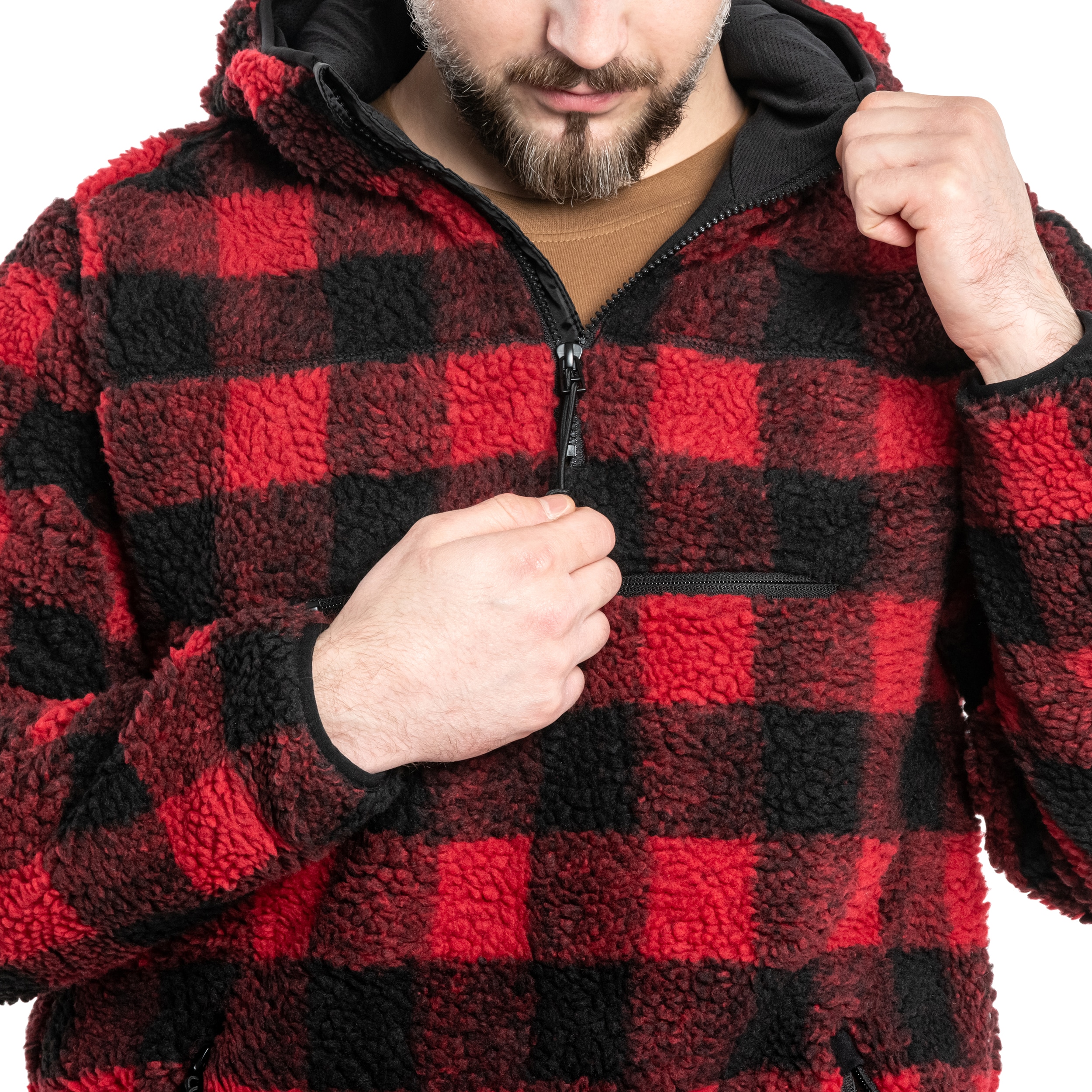 Polar Brandit Teddyfleece Worker Pullover - Red/Black