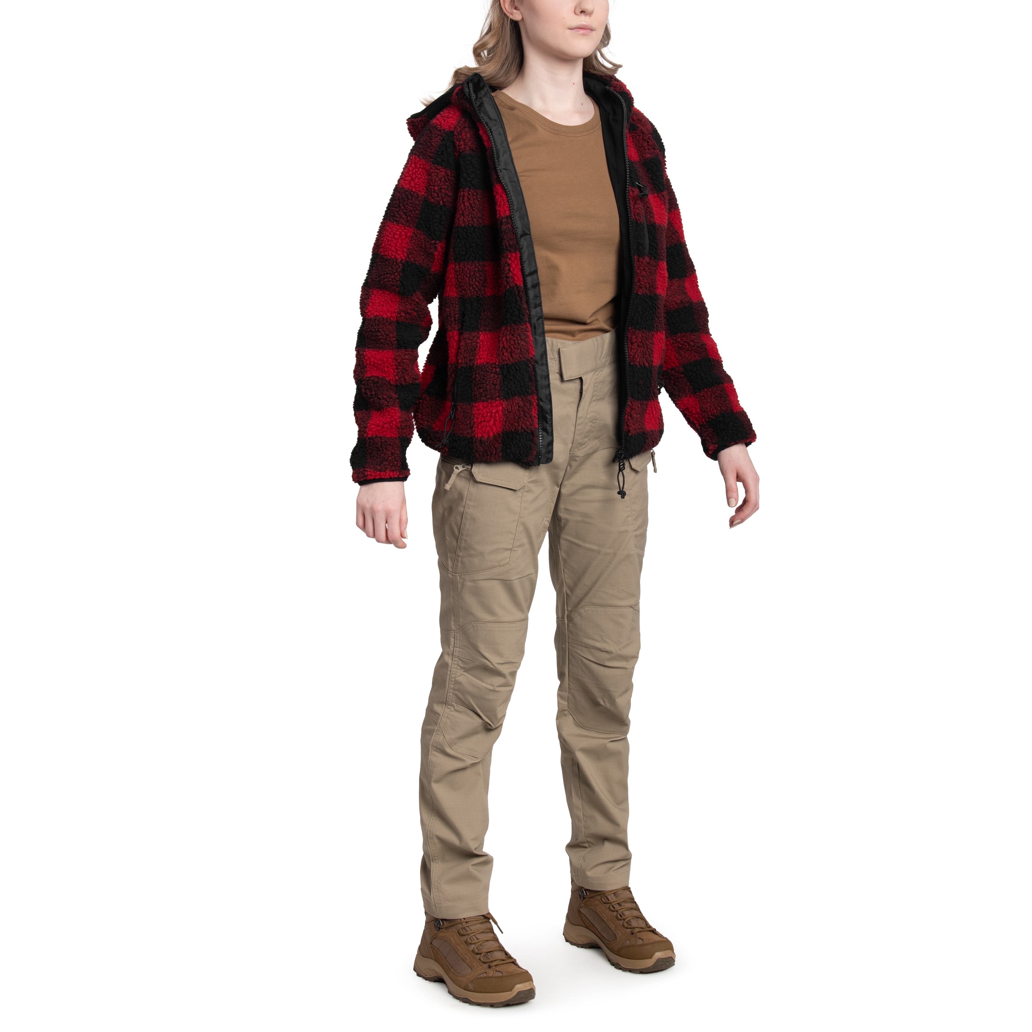 Kurtka damska Brandit Teddyfleece Jacket - Red/Black