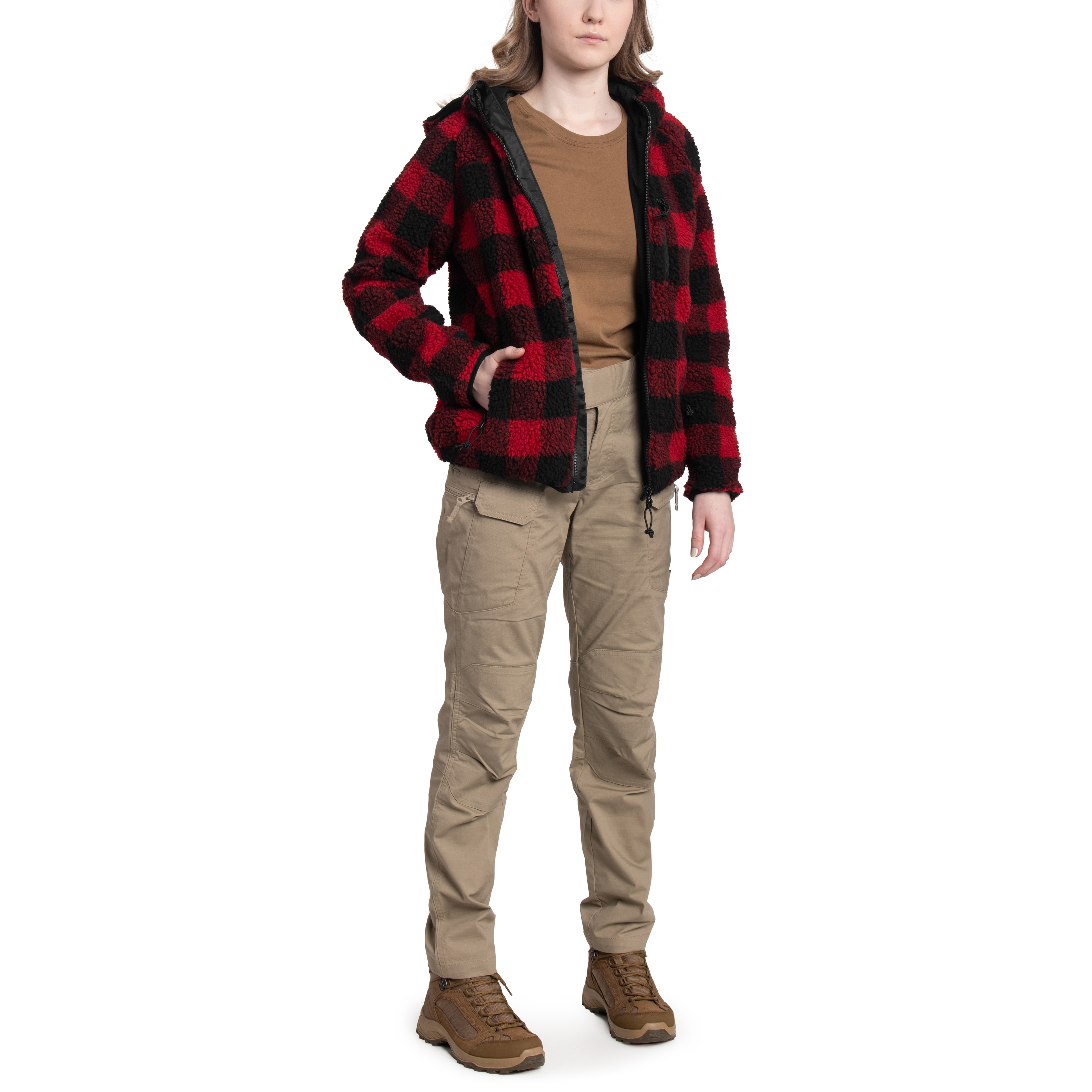 Kurtka damska Brandit Teddyfleece Jacket - Red/Black