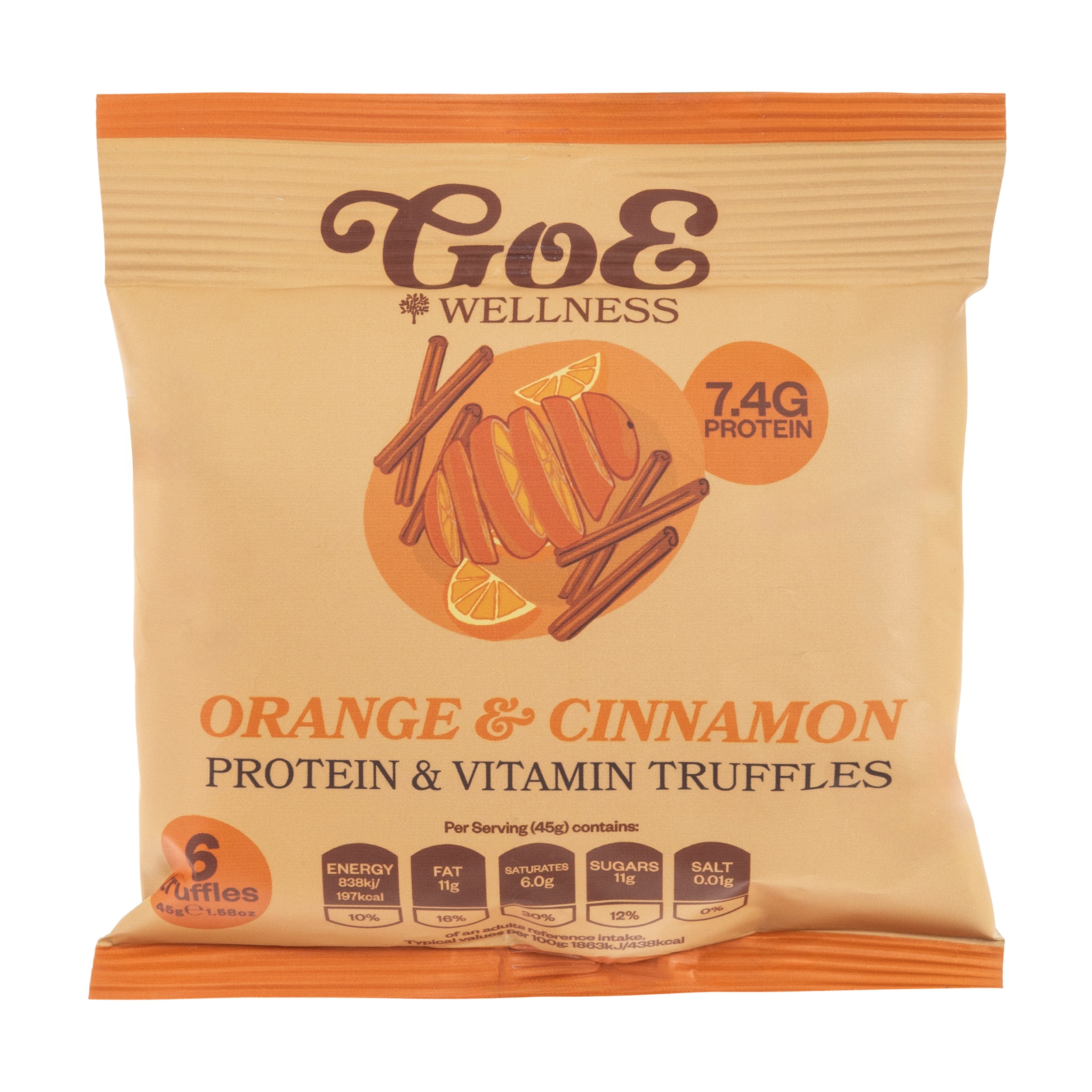 Trufle proteinowe GoE Wellness 45 g - Pomarańcza i Cynamon