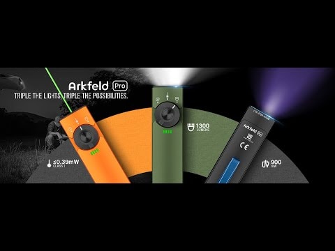 Ліхтарик з лазерною указкою Olight Arkfeld Pro UV Cool White OD Green - 1300 люменів
