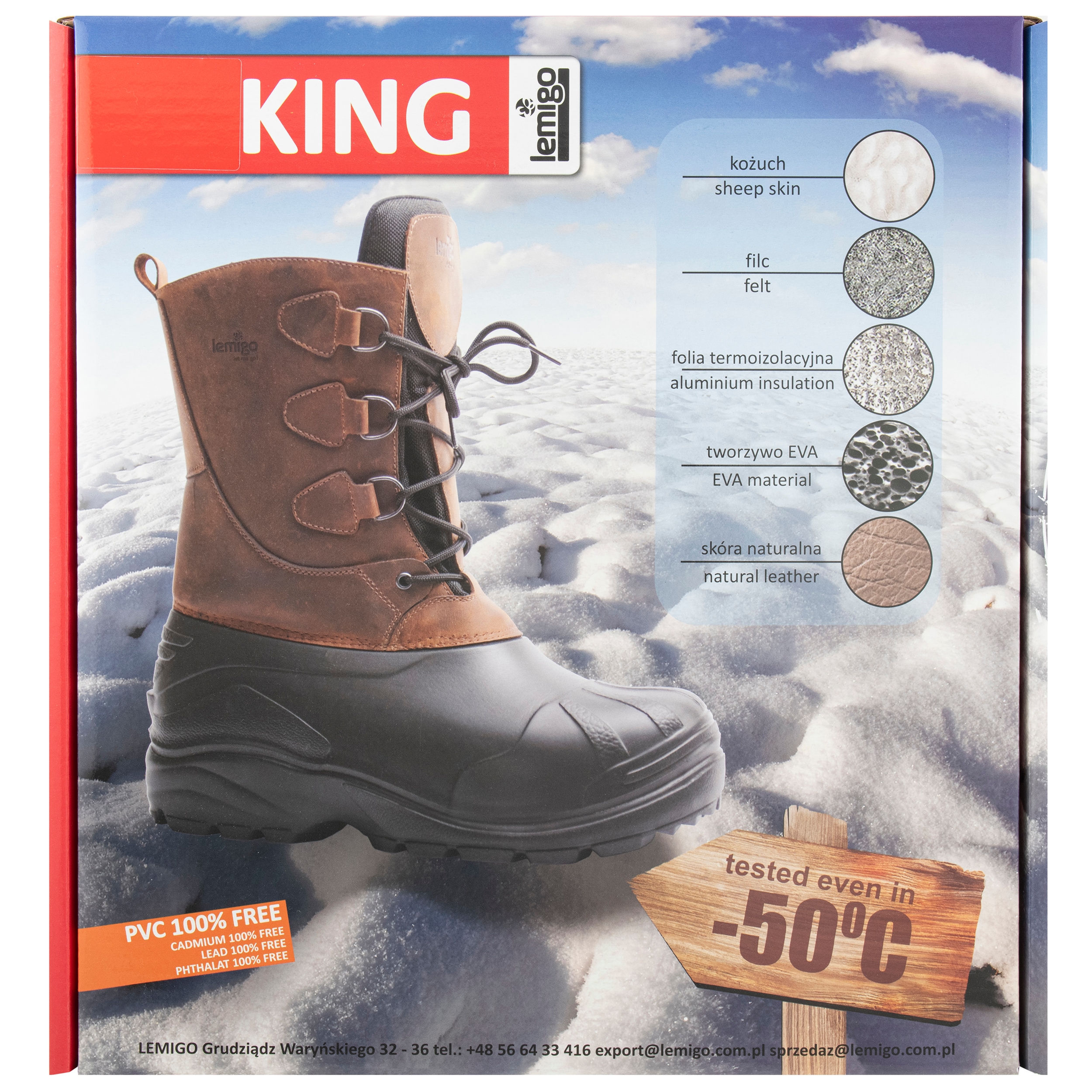 Buty śniegowce Lemigo King 821 - Brązowe