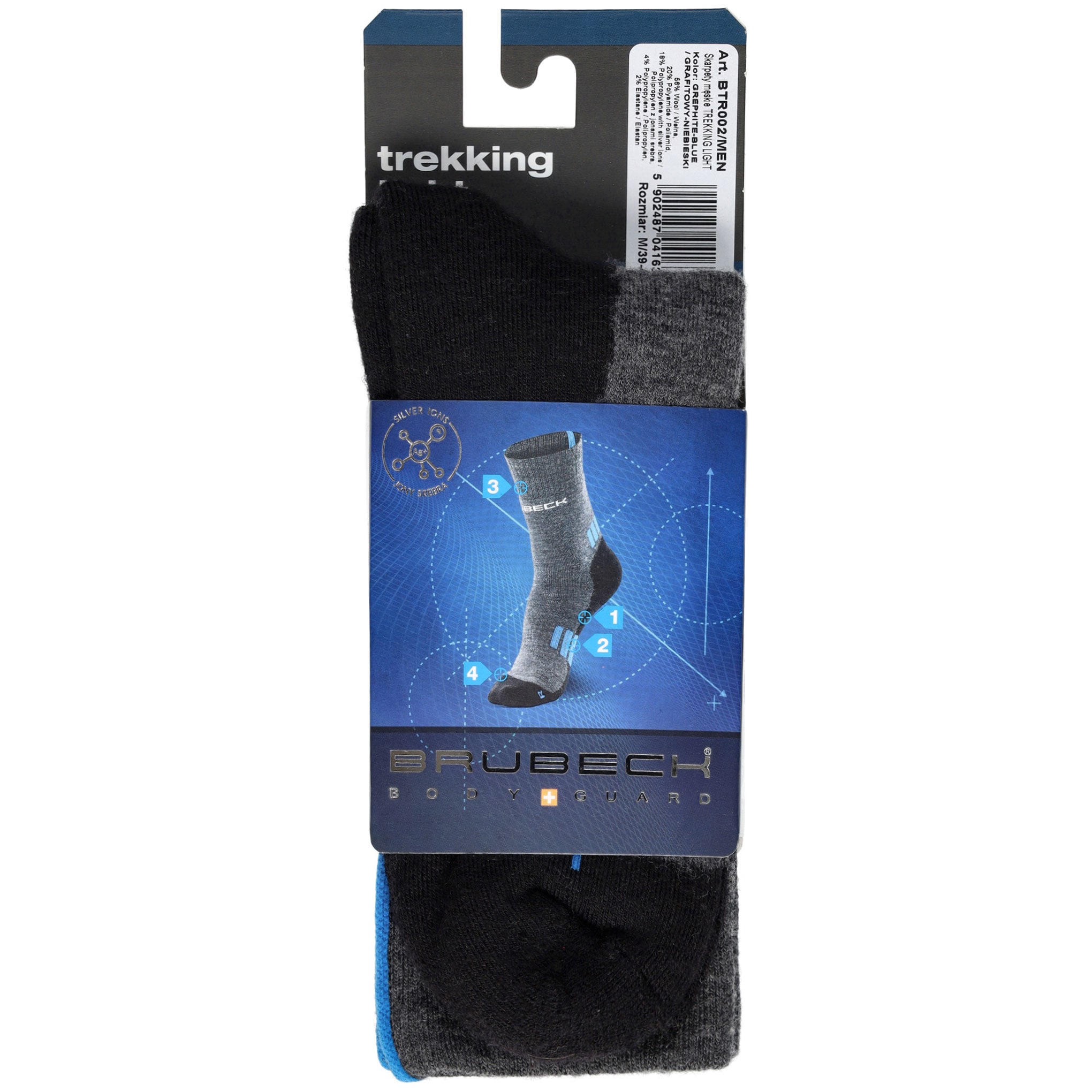 Шкарпетки Brubeck Trekking Light - Графітові/Сині