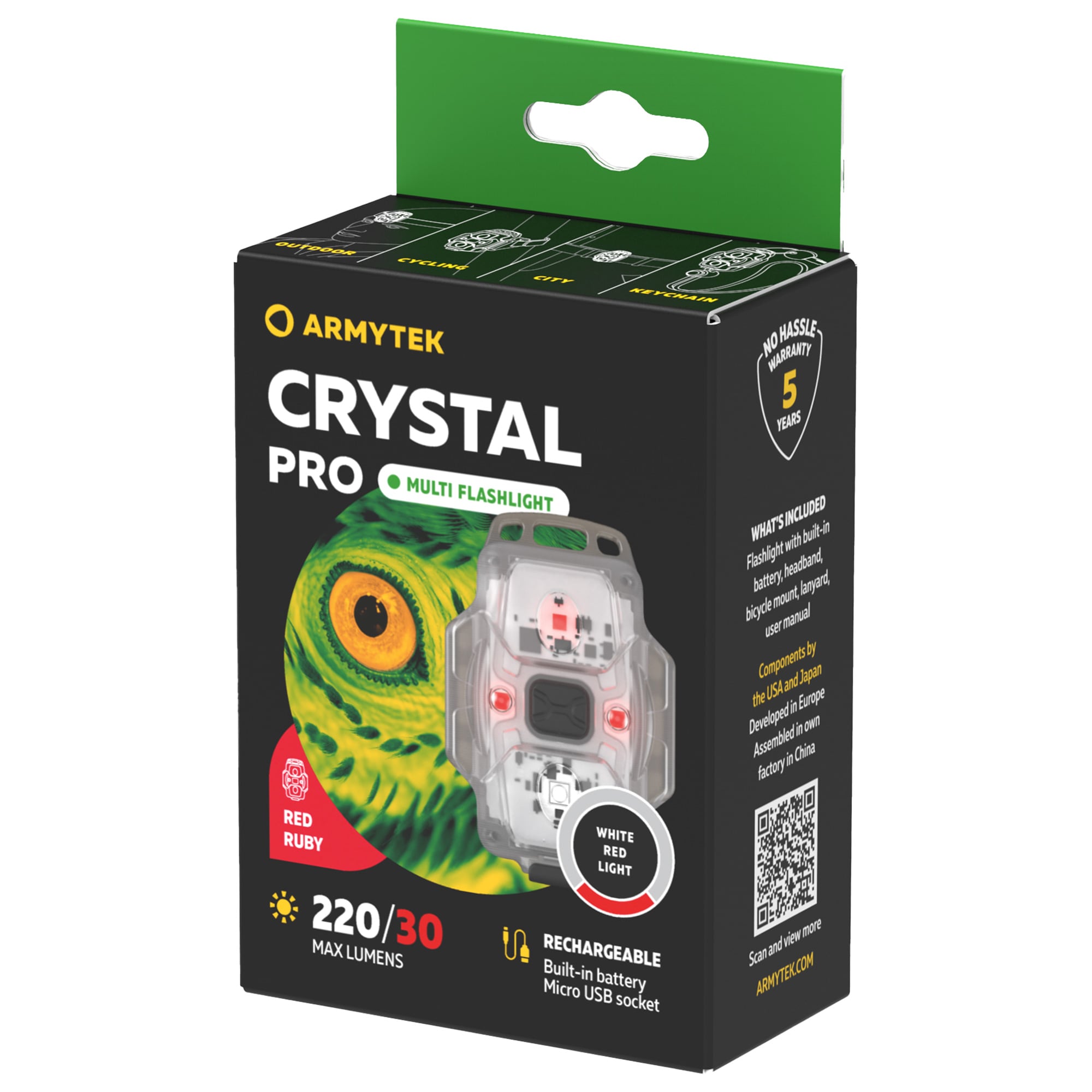 Latarka Armytek Crystal Pro WR Red - 220 lumenów