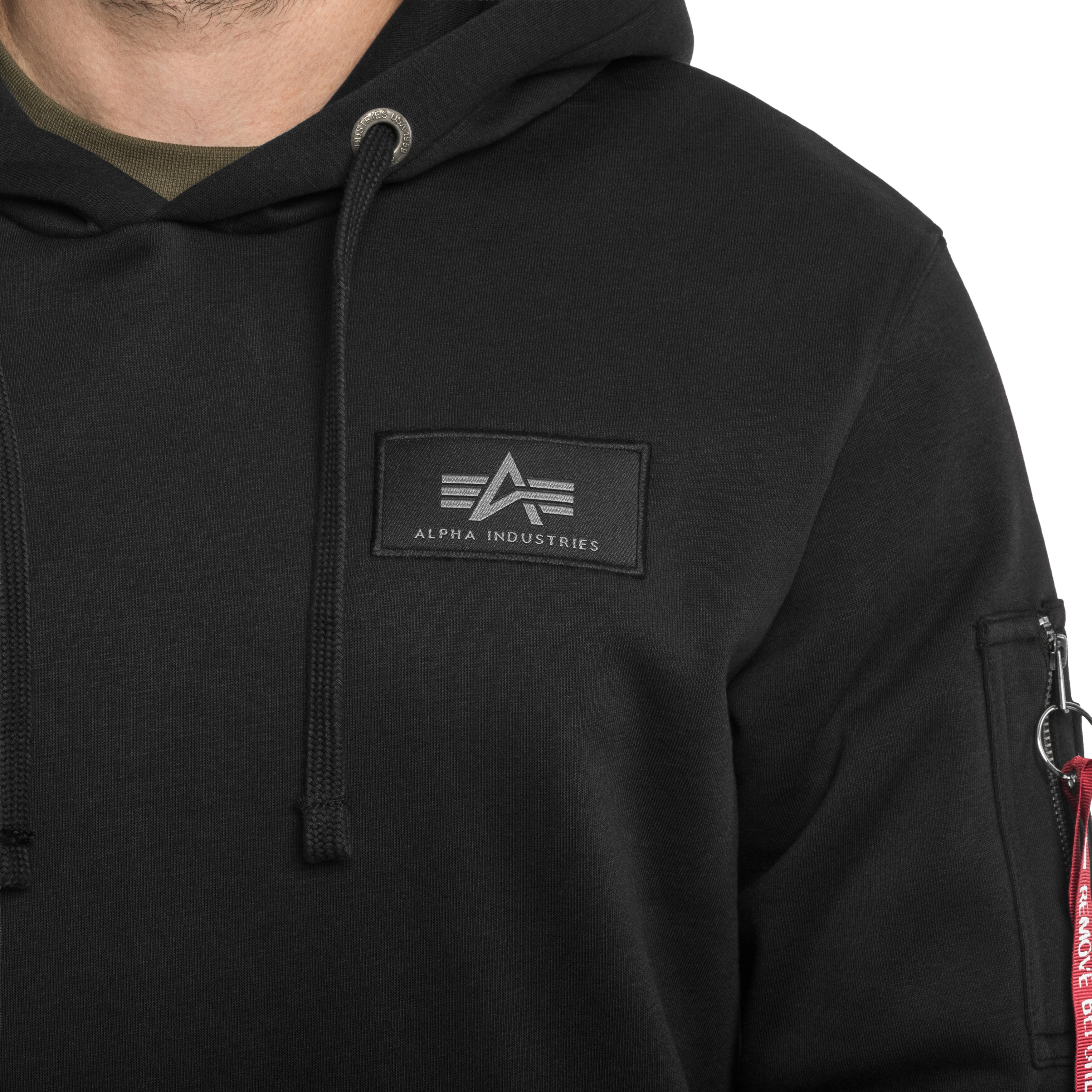Bluza Alpha Industries Backprint Camo Print Hoodie - Black/Woodland