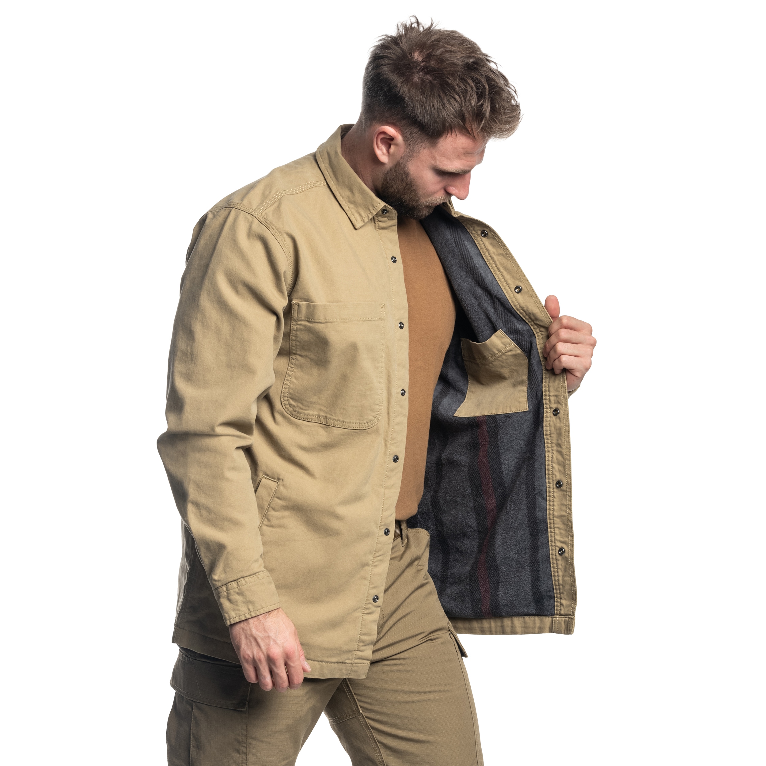 Koszula Carhartt Fleece Lined Snap Front Shirt - Dark Khaki