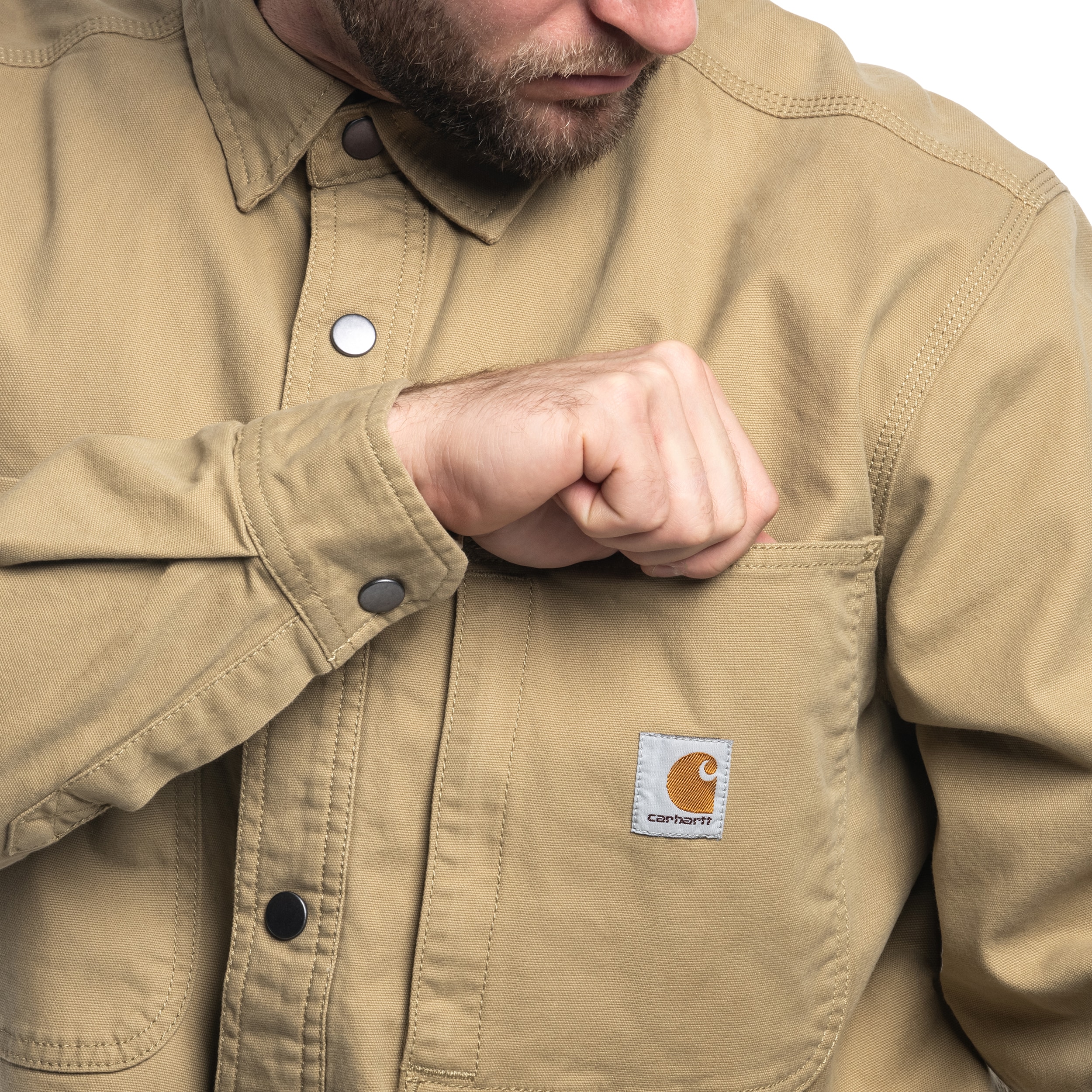 Koszula Carhartt Fleece Lined Snap Front Shirt - Dark Khaki