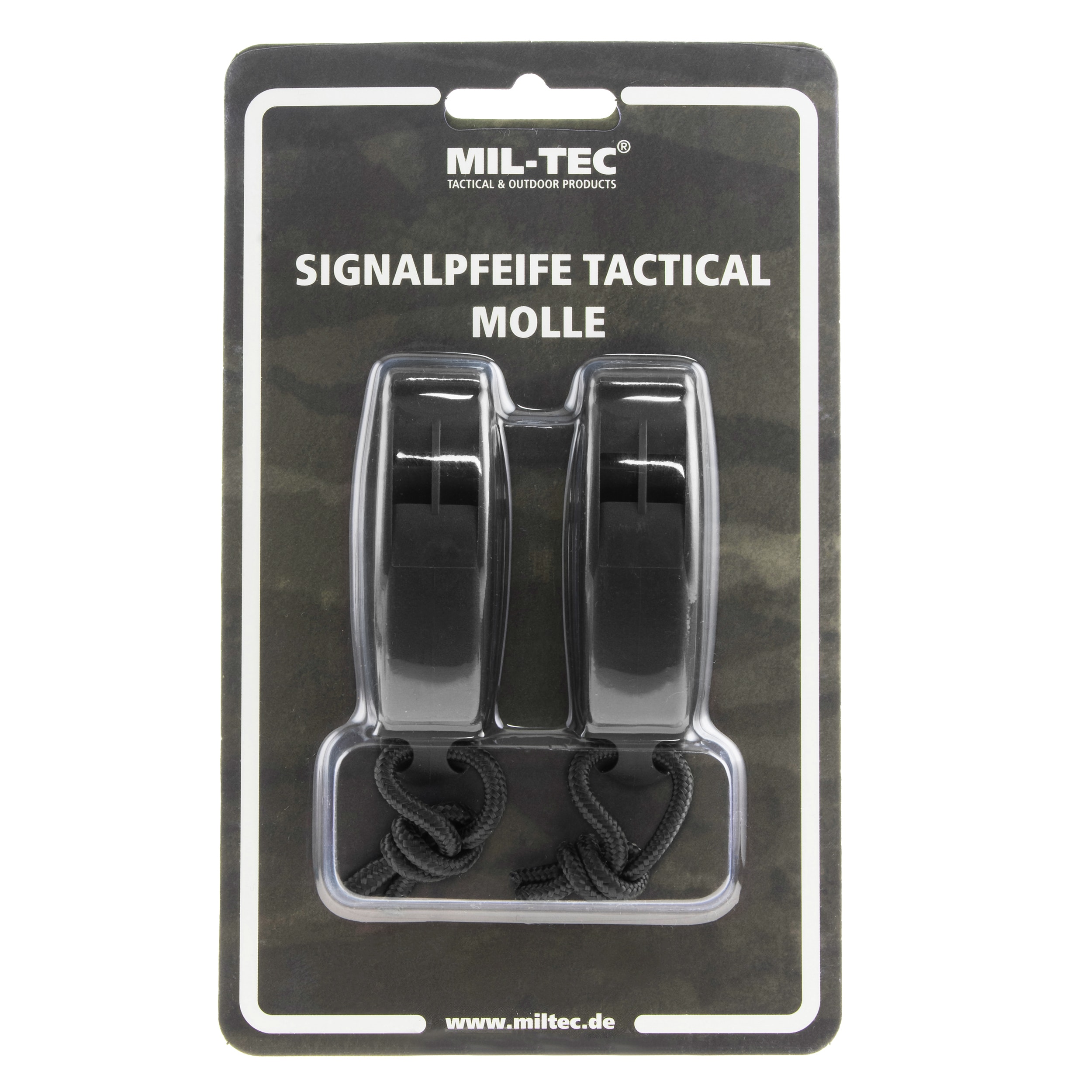 Gwizdek alarmowy Mil-Tec Signaling Whistle Tactical MOLLE Black - 2 szt.