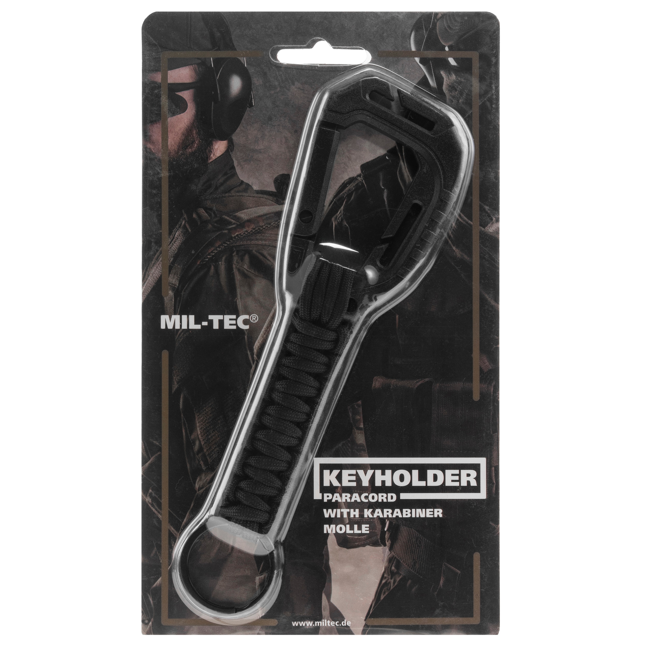 Brelok Mil-Tec Paracord z karabinczykiem MOLLE - Black