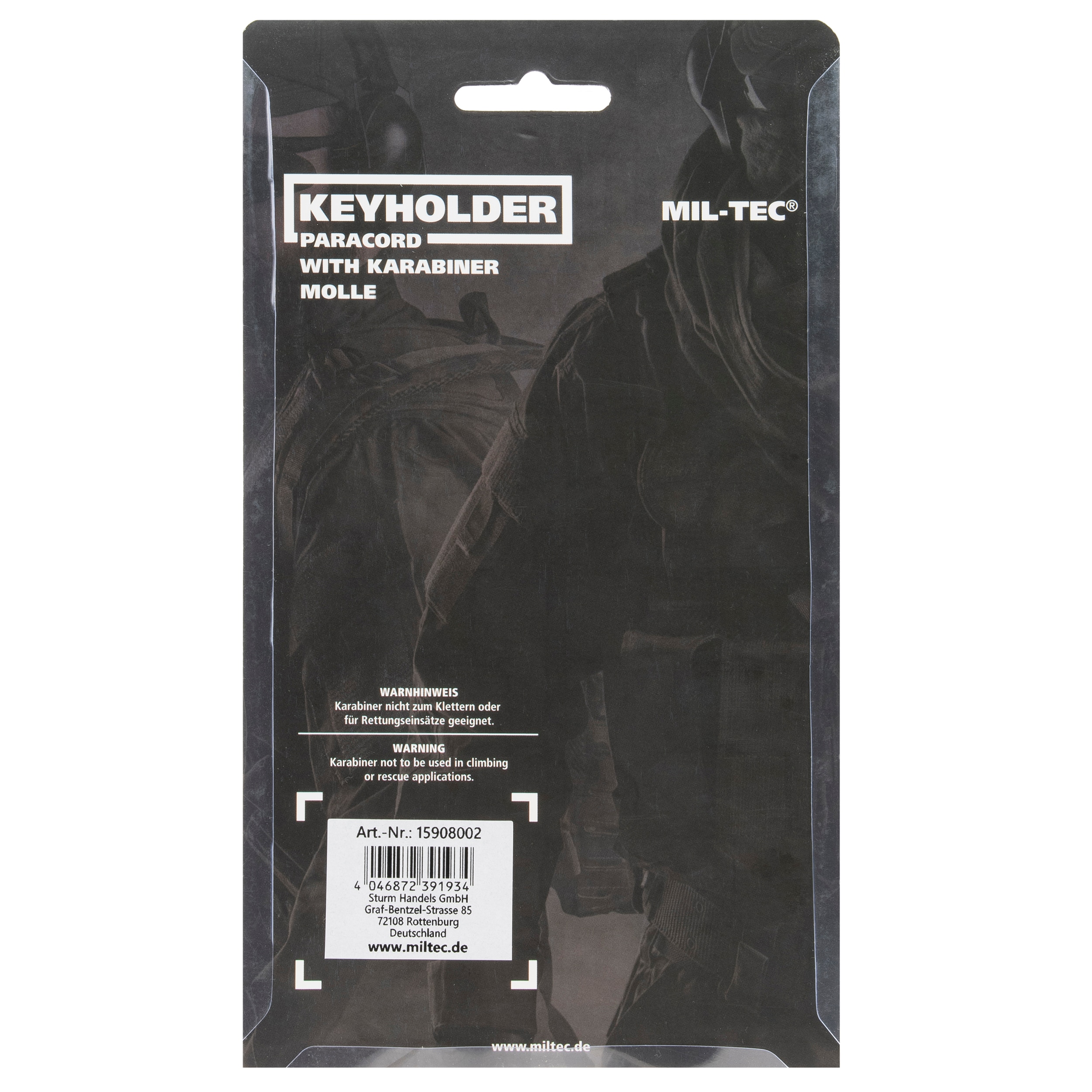 Brelok Mil-Tec Paracord z karabinczykiem MOLLE - Black