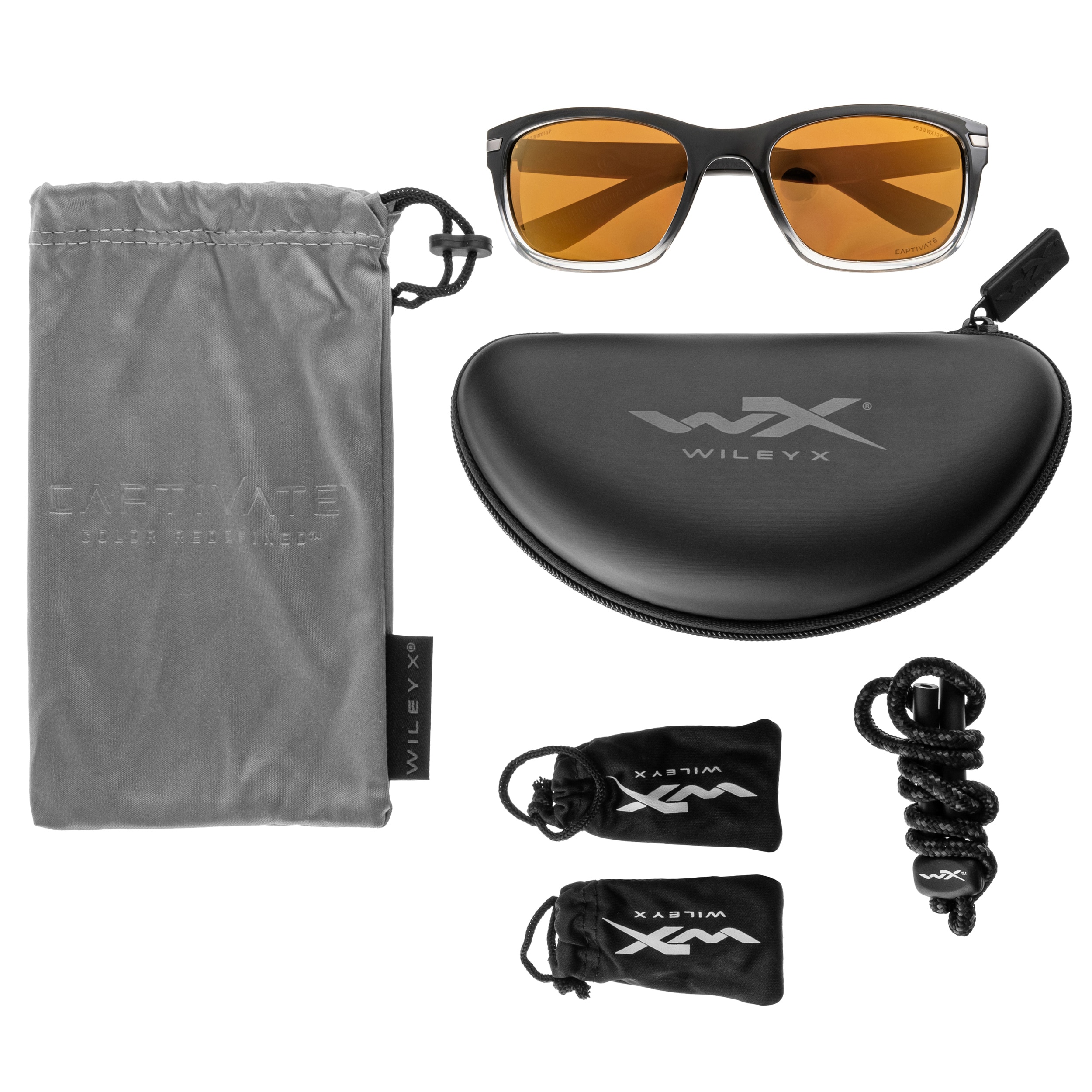 Тактичні окуляри Wiley X Helix - Captivate Polarized Bronze Mirror/Gloss Black Fade to Clear Crystal