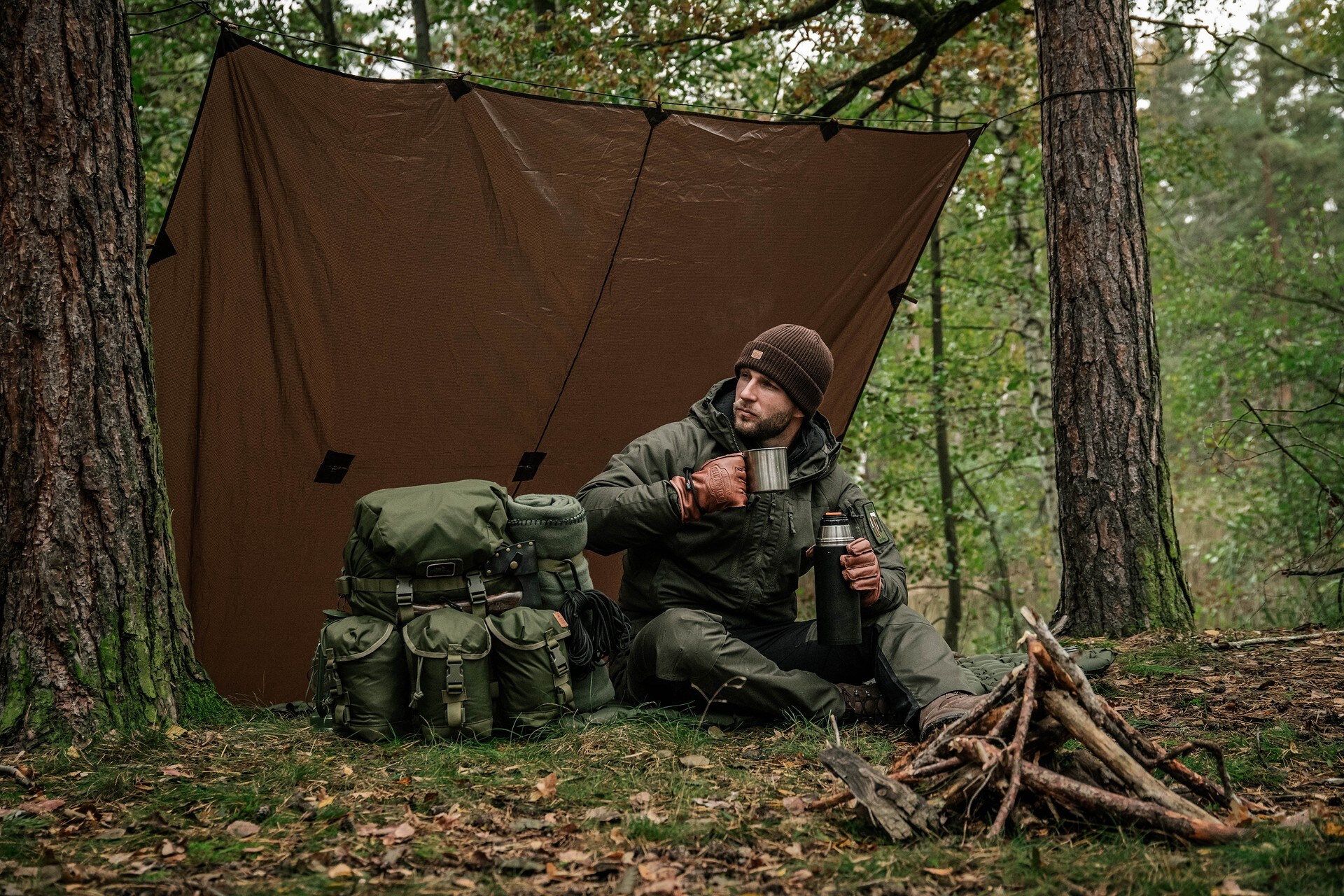Płachta biwakowa Helikon Supertarp Small - Earth Brown
