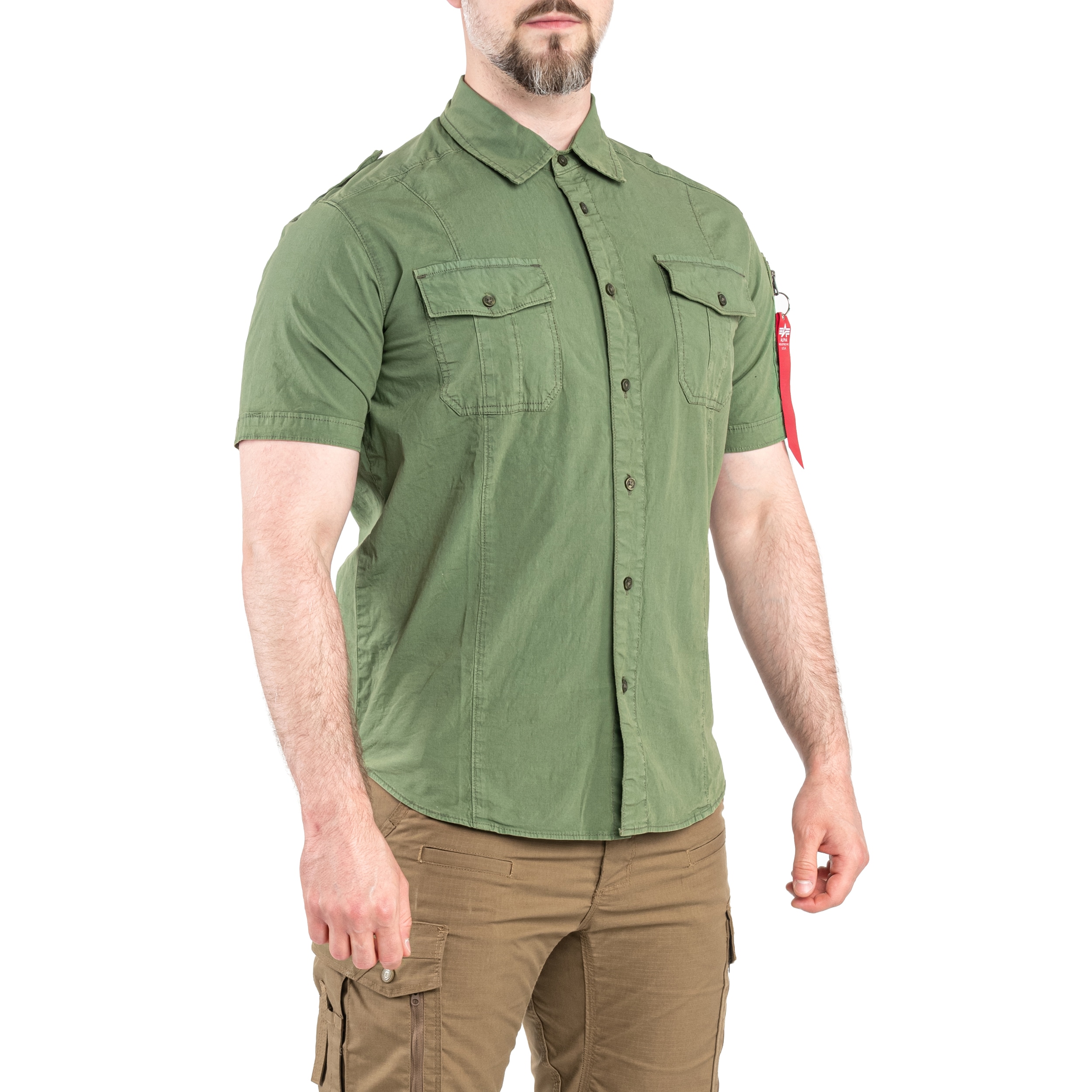Koszula Alpha Industries Basic Slim Shirt - Sage Green
