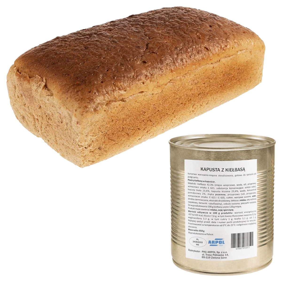 Питльований хліб 700 г + капуста з ковбасою Arpol 850 г - набір