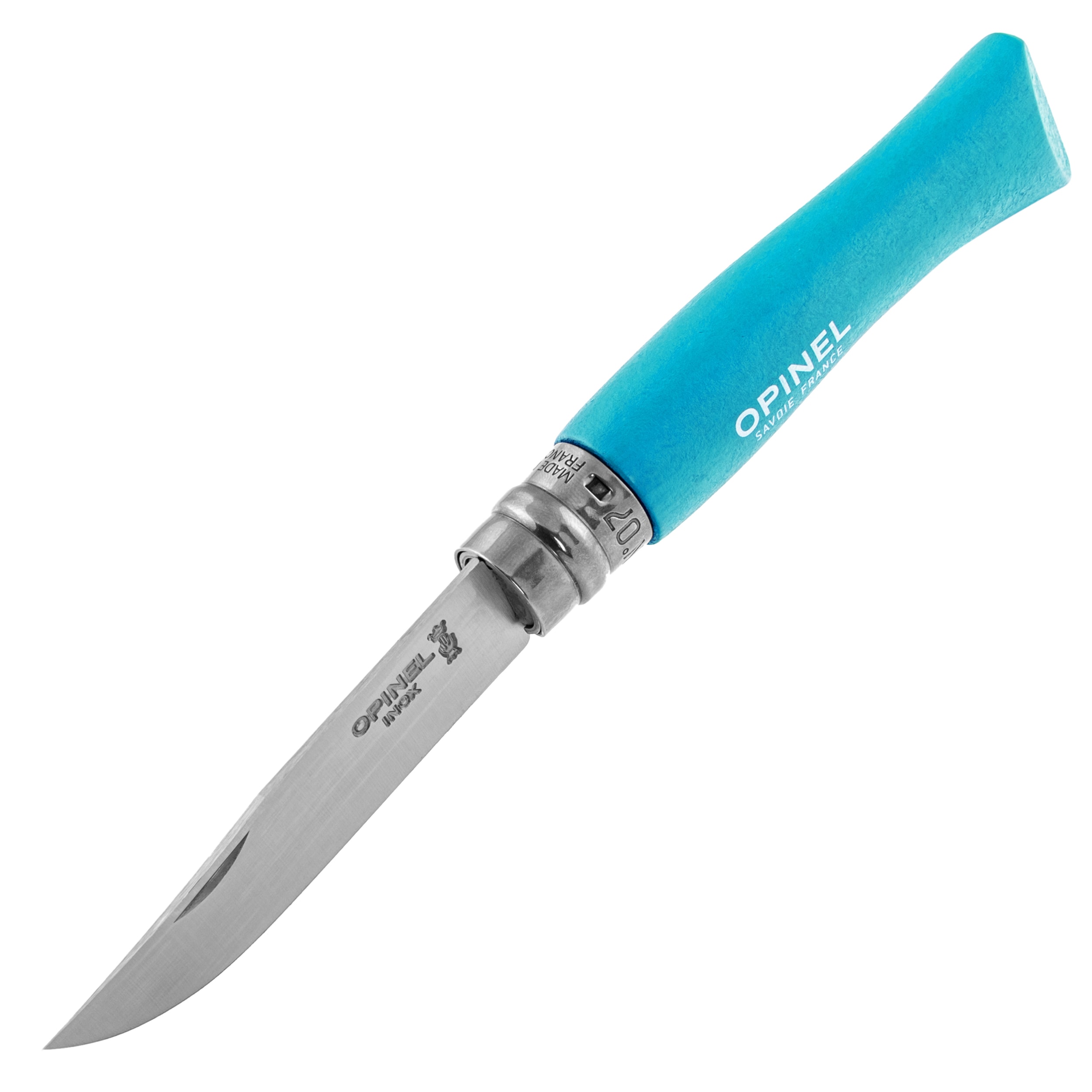 Nóż składany Opinel No.7 Colorama Inox blister - Cyan Blue