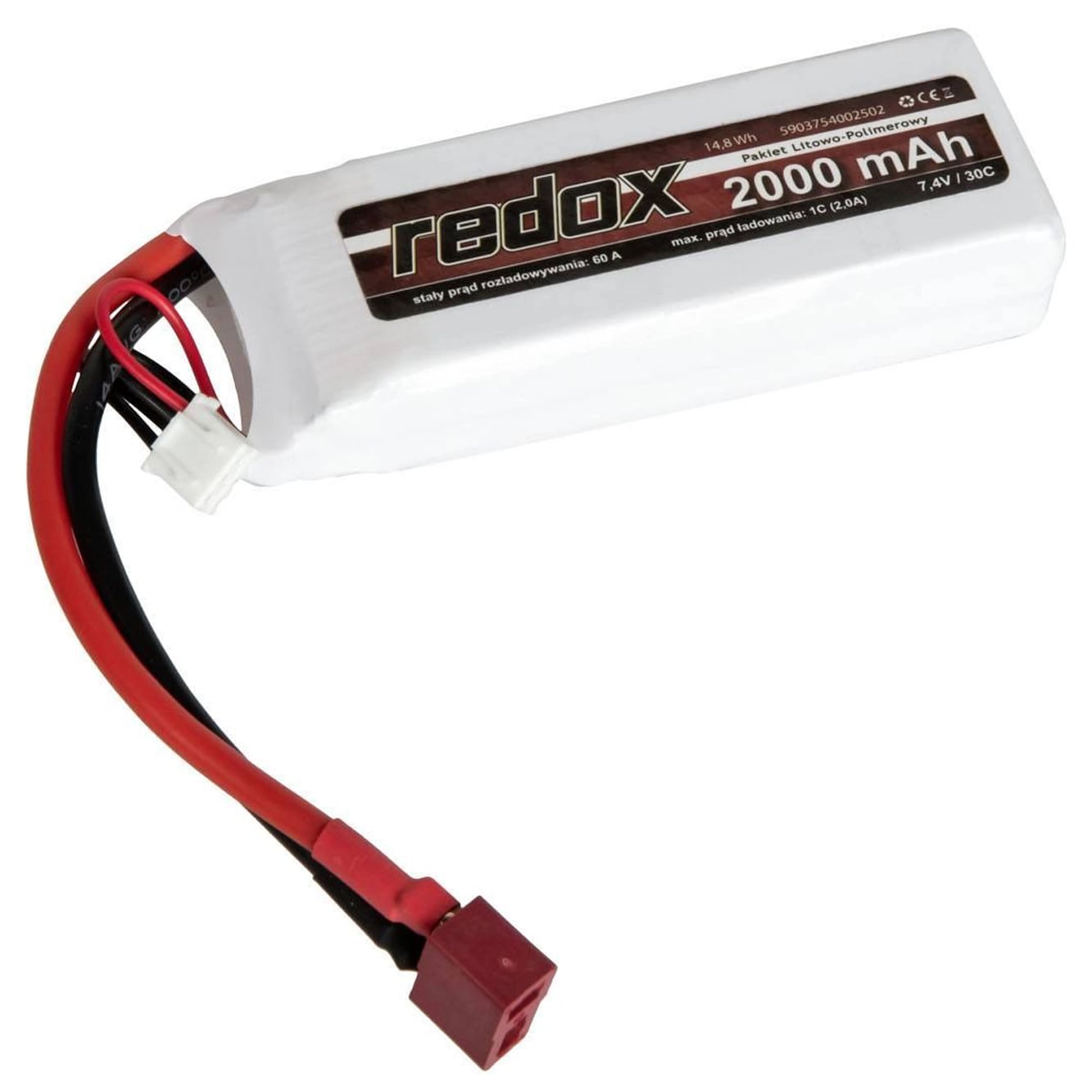 Акумулятор ASG Redox Li-Po 2000 mAh 7,4V Кубик - Deans